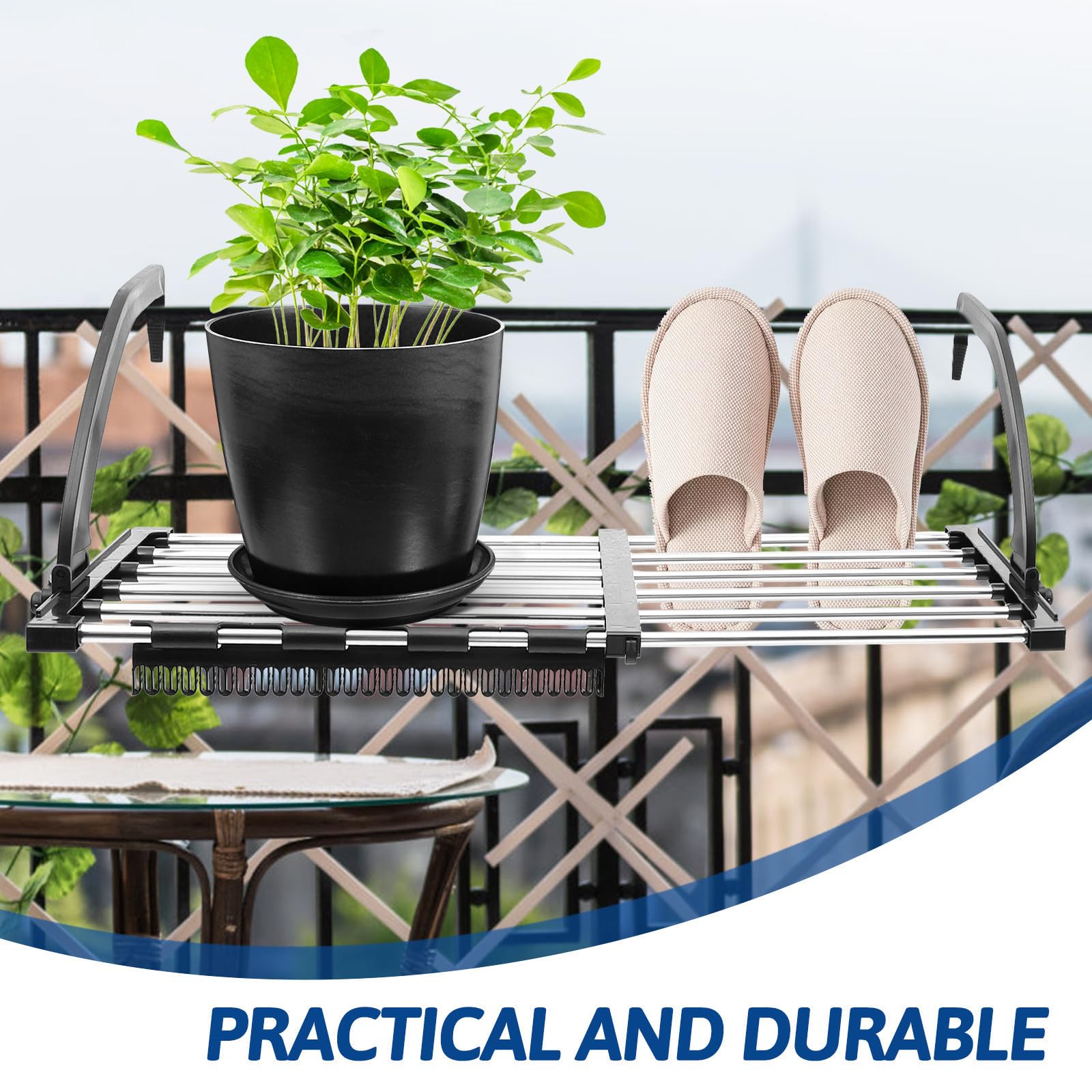Wäscheständer aus Edelstahl, ausziehbar und faltbar, mit Sockenhalter und geeignet für Balkon sowie Garten, ideal für Handtücher und Unterwäsche, 10KG Belastbarkeit