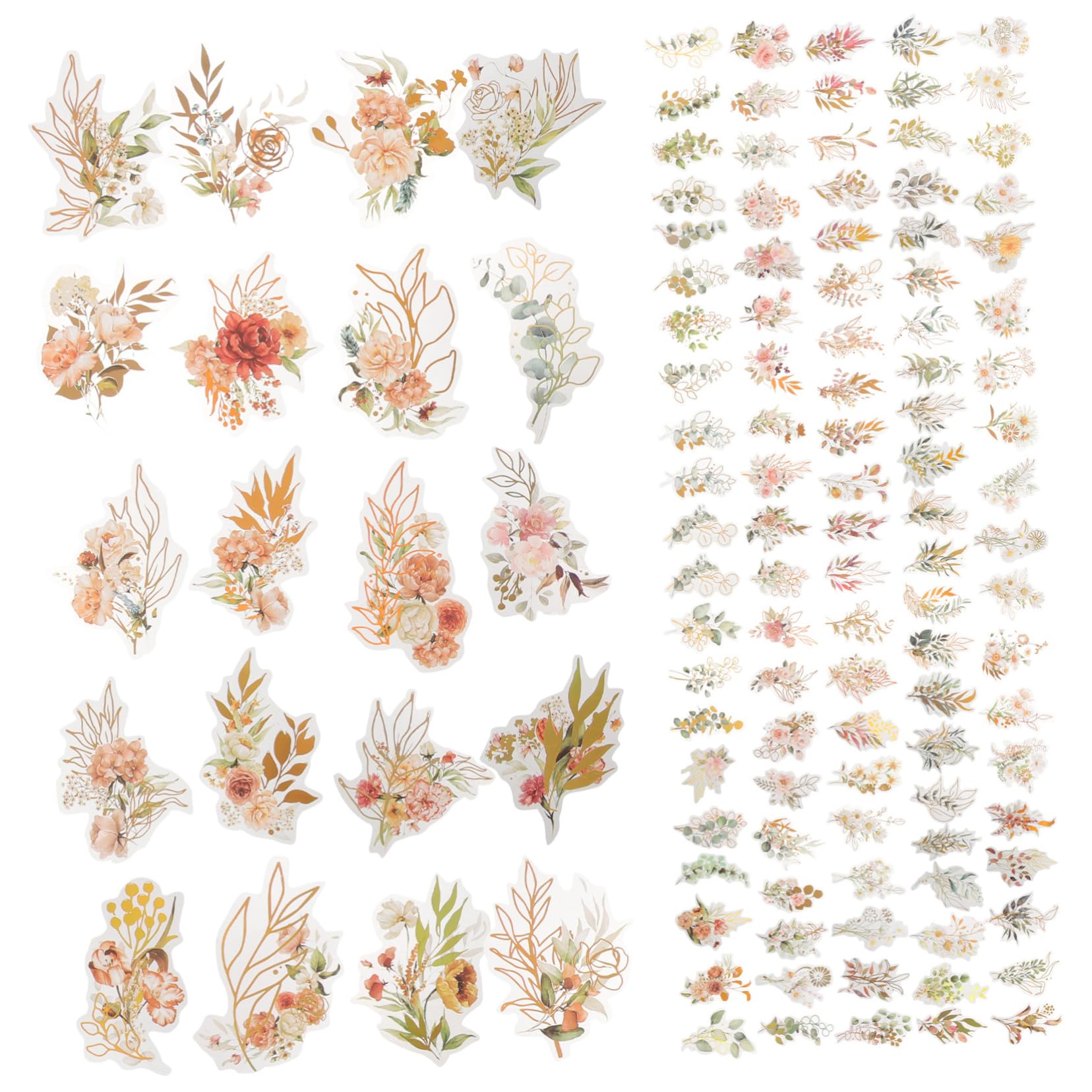 Housoutil 5 Series Pegatinas De Scrapbooking De Flores Y Plantas Holográficas Para Manualidades Y Decoración De Álbumes De Diy Adornos Para Fotos Y Diarios 240 Piezas X 5