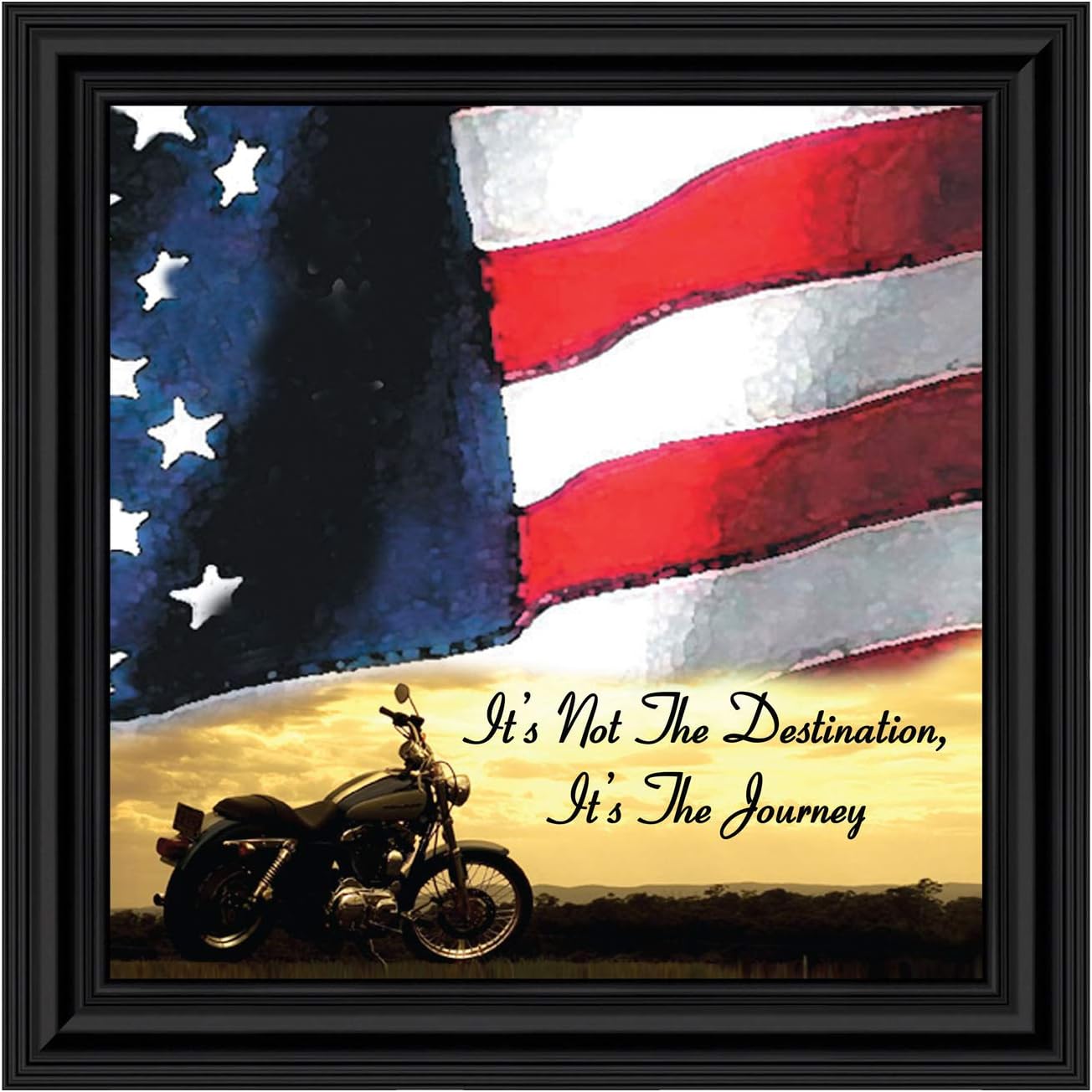"It's Not the Destination" Unique Motorcycle Wall Décor, American Flag for Davidson Riders, Harley Gifts for Men and Women, Patriotic Harley Accessories 8554B