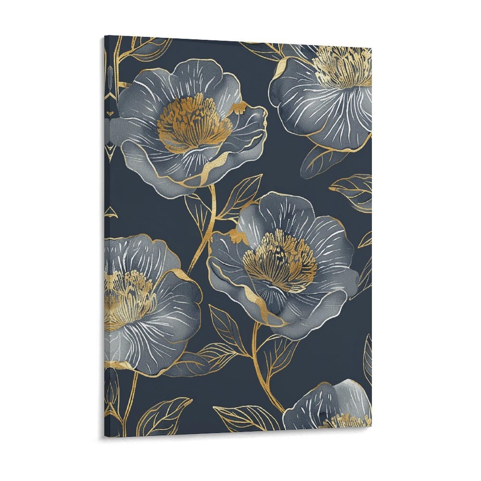 NTVOWPZO Gray And Gold Canvas Wall Art for Bedroom 12x16inch Canvas Prints Artwork for Walls Modern Picture Artwork Painting for Living Room Aesthetic Wall Paintings for Bathroom Kitchen Office Decor