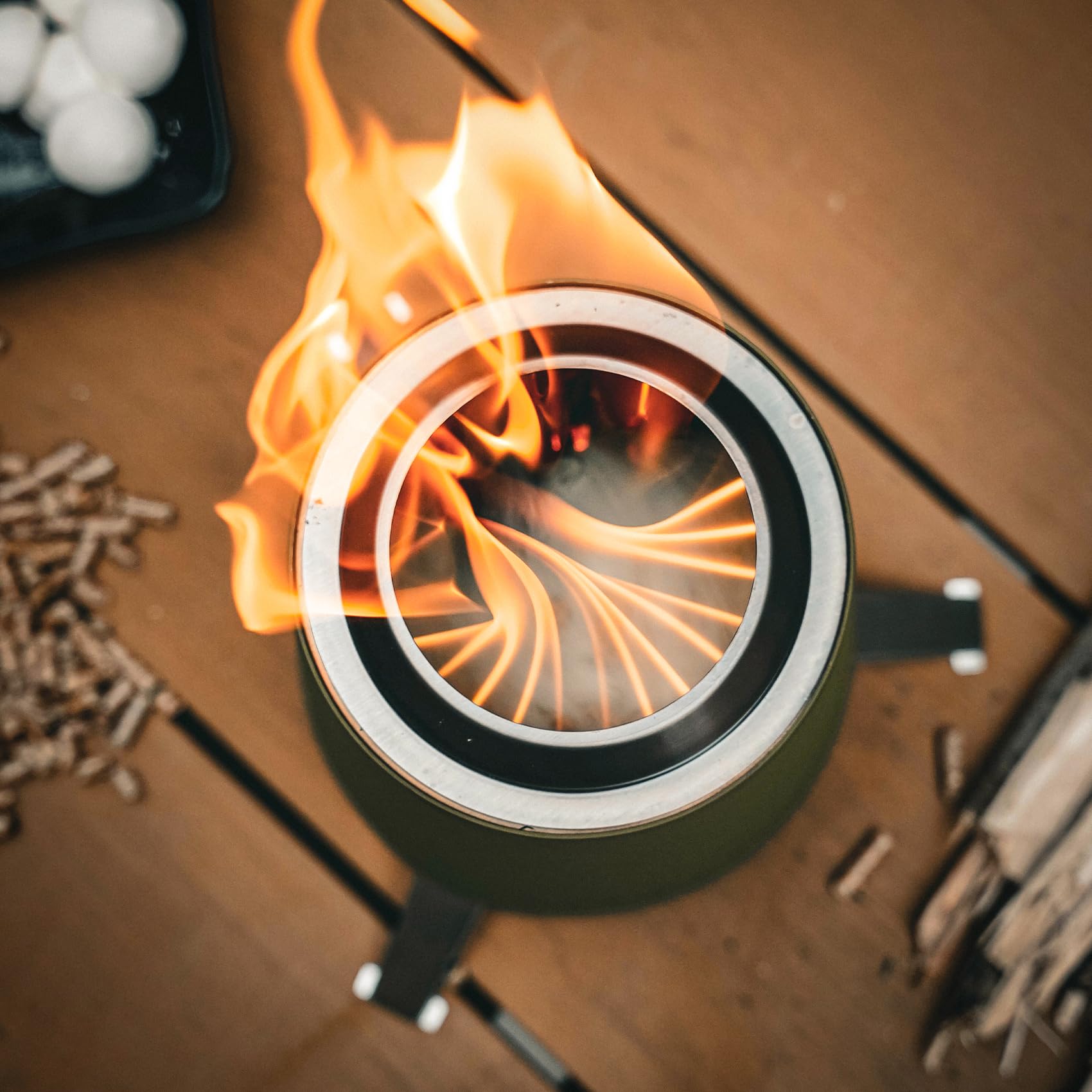 Onlyfire Palenisko stołowe, bezdymne palenisko z uchwytem na garnek i torbą do przenoszenia, spalanie drewna i pelletu, mini przenośne palenisko na zewnątrz, kemping, tylne podwórko, stal nierdzewna,