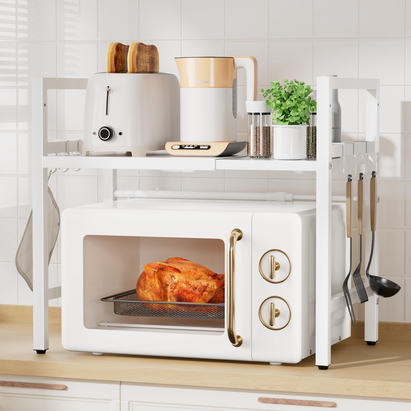 Amazon.co.jp: PureKone レンジ上ラック トースターラック 伸縮式 幅