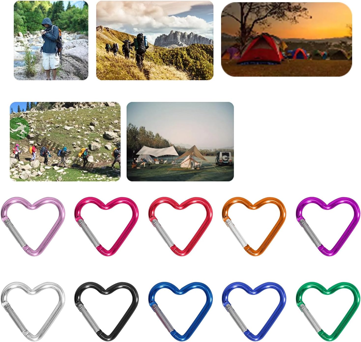 Light Weight Heart Shape Keychain Clip Heavy Duty Carabiner Aluminum Alloys Carabiner Clip Spring Snap Hook Holder Light Weight Aluminum Alloys Keychain Backpacks Rustproof image 3