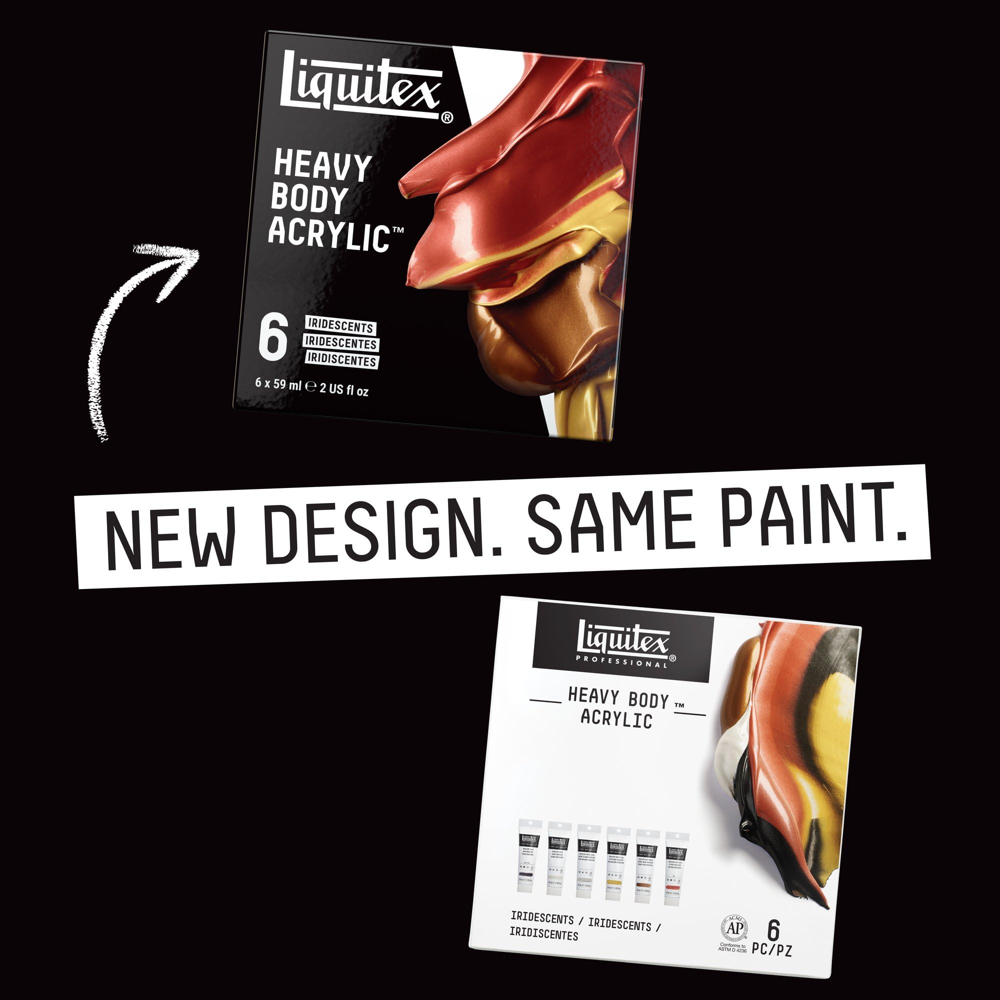 Liquitex Acrílico Heavy Body - Set de pintura acrílica para bellas artes de cuerpo espeso calidad profesional, 6x59ml iridiscentes