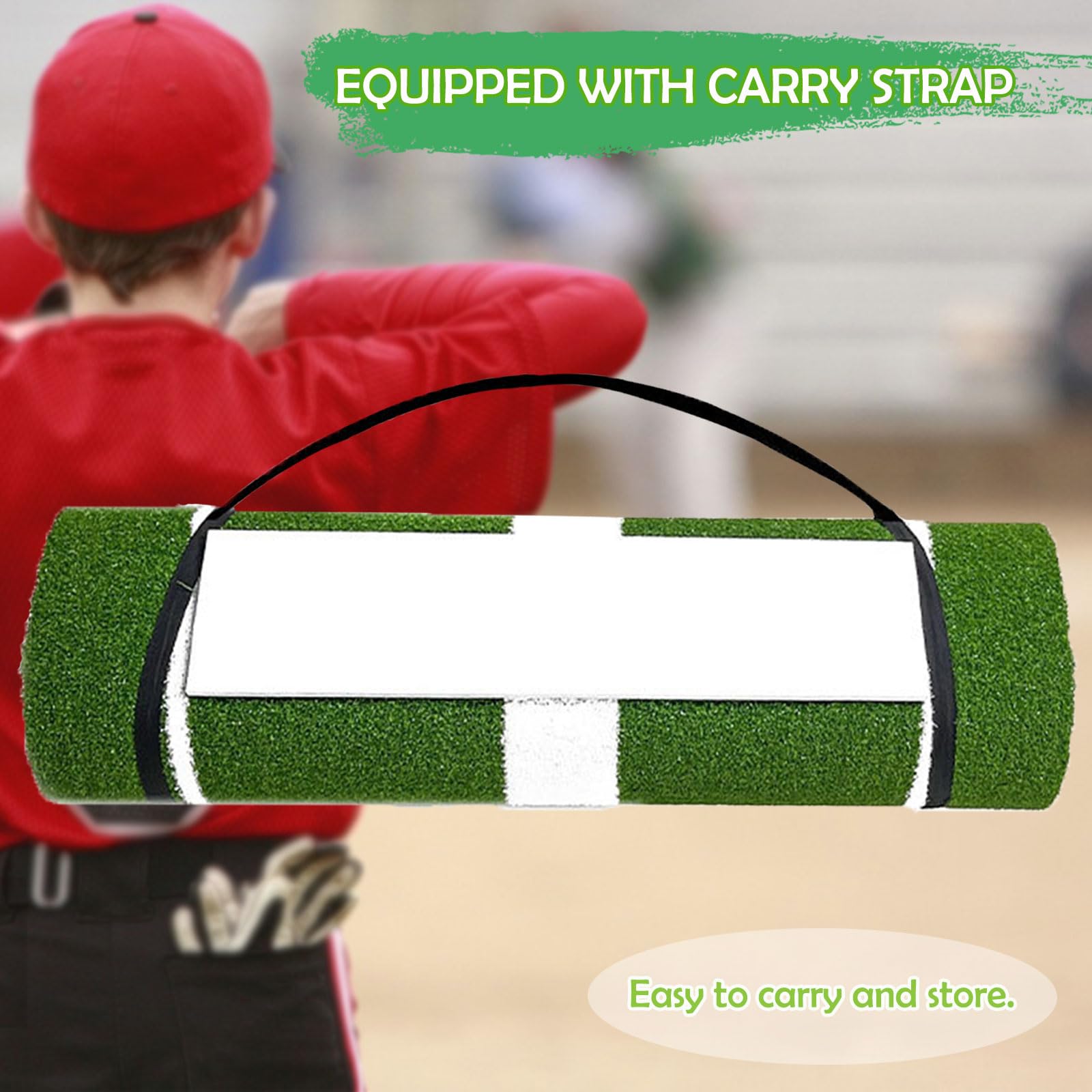 Tapis de Lancer de Softball en Caoutchouc Durable et antidérapant avec Ligne d'alimentation en Mousse de 5 mm