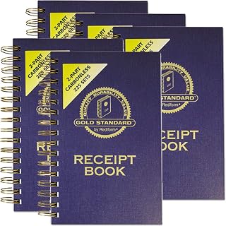 Rediform Money Receipt Book, Gold Standard, Two-Part Carbonless, 8.5 x 5.5, 3 per Page (8L829) - 5 Pack