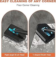 Vista 6 de Cepillo de limpieza de mango largo para ducha, cepillos de limpieza 3 en 1 con 3 cabezales de limpieza diferentes para limpieza de ducha, baño, Negro