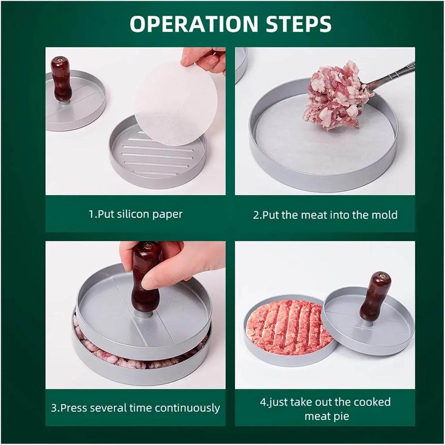 Press Non-Stick with Wood Handle Aluminum Grill Grill Maker Mould (Color : Double Head)