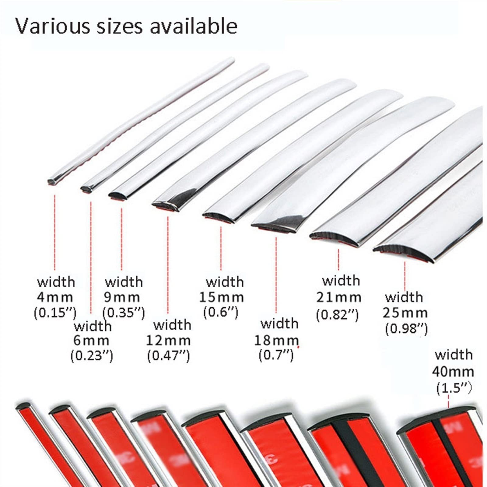 13M Embellecedor Cromado para molduras automotrices, Moldura de Cromo para automóvil, Decorativa Plateada para carrocería de automóvil, Ventana Lateral, Puerta, a Prueba de rayones (autoadhesiva)