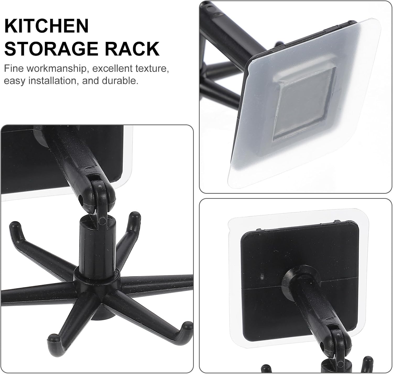 Toyvian Rotatable Utensil Hanger 4Pcs ABS Wall Mounted Kitchen Storage image 3
