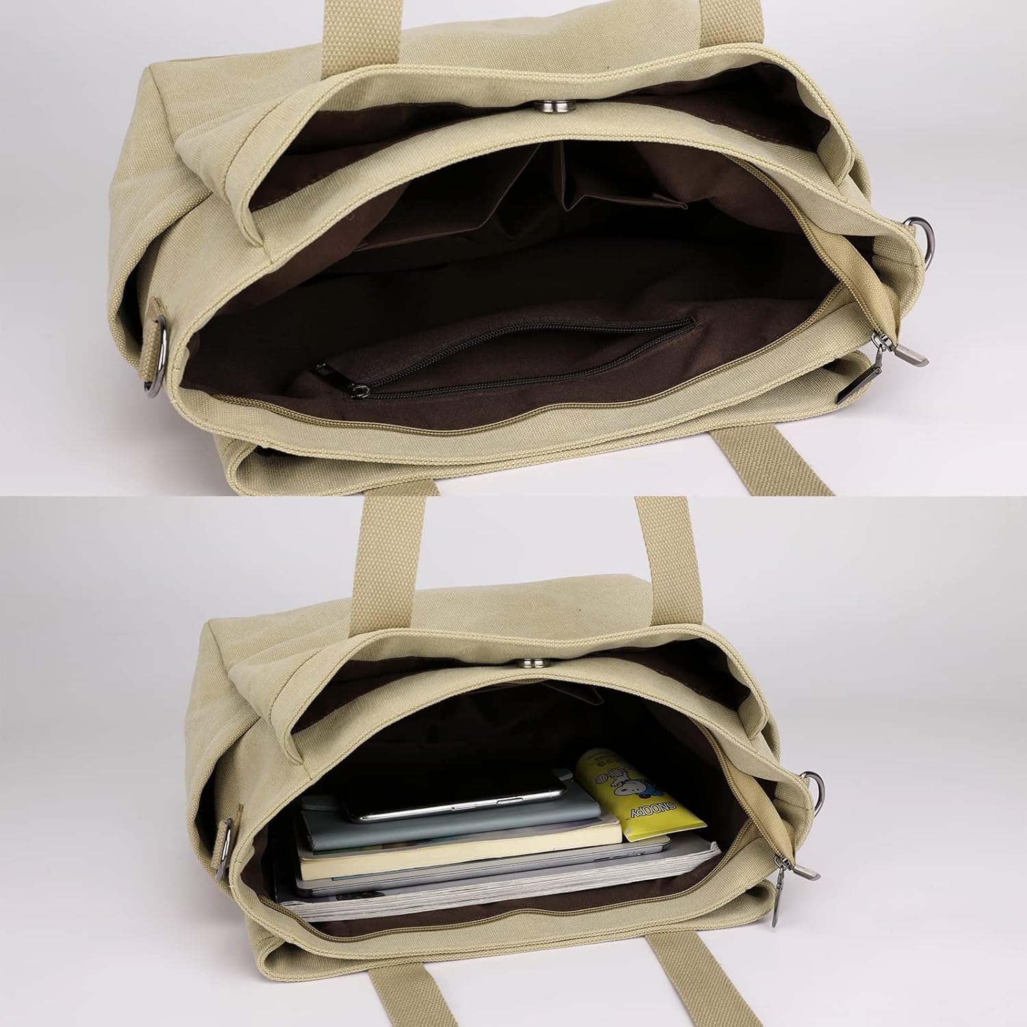 DOURR Hobo Handbags Canvas Crossbody Bags for Women, Multi Compartment Large Tote Purse for Work Travel - Image 4