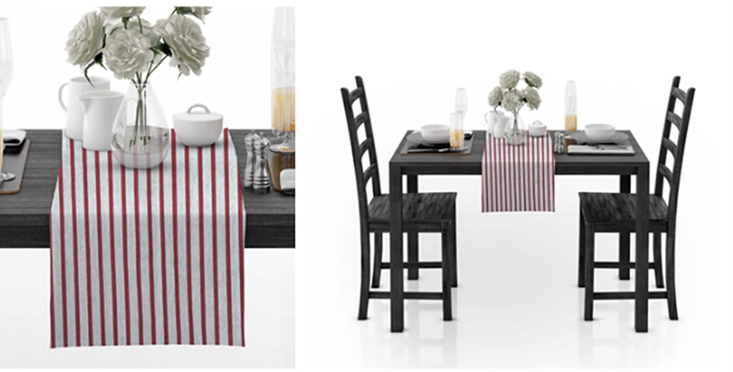 Tischläufer Geburtstag Rot, Table Runner Cloth 30x320CM Streifenmuster Baumwolle Tischdeko Wohnzimmer Küche Hochzeiten