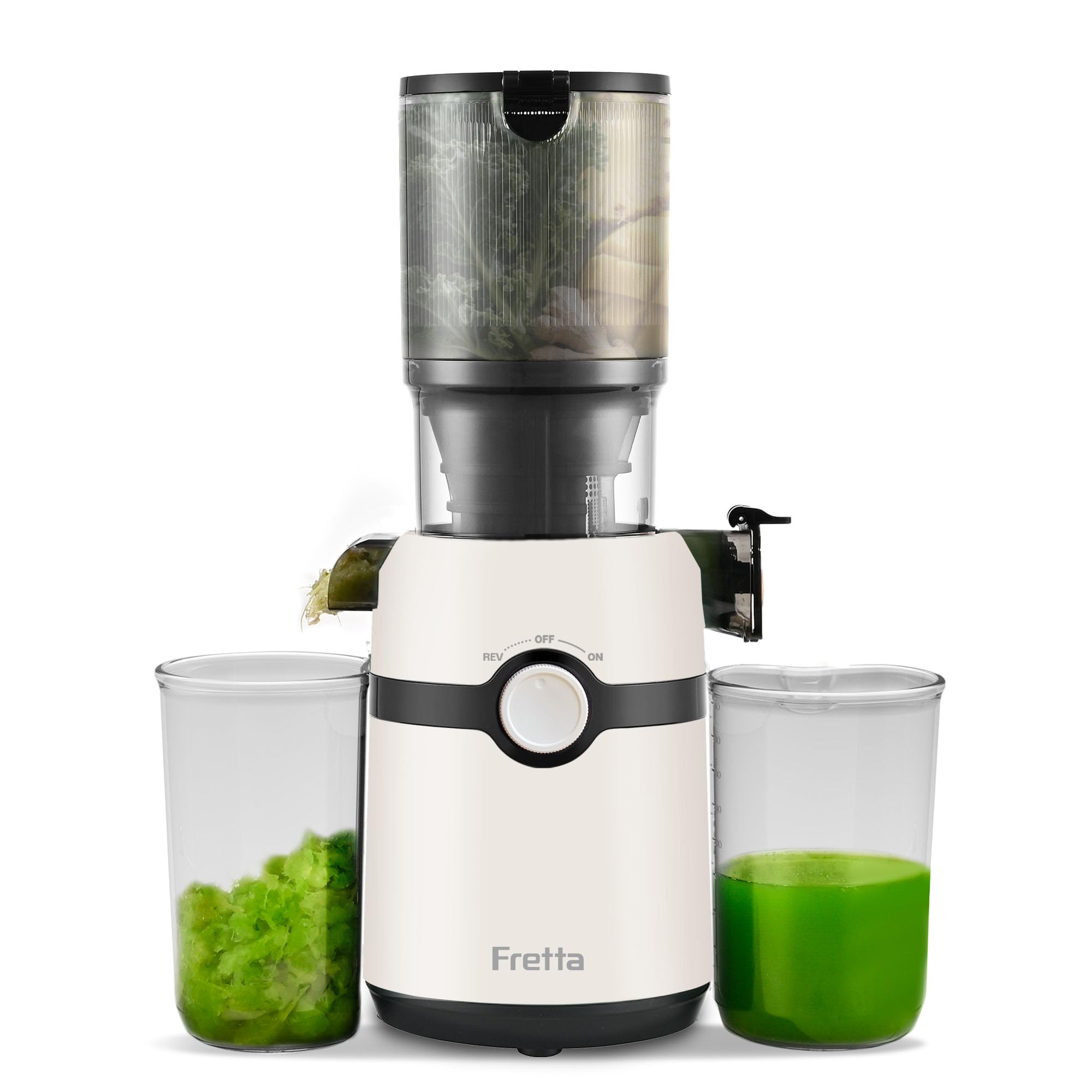 Fretta Cold Press Juicer Machines, Masticating Slow Electric Juicer with 1L and 108mm Feeding...