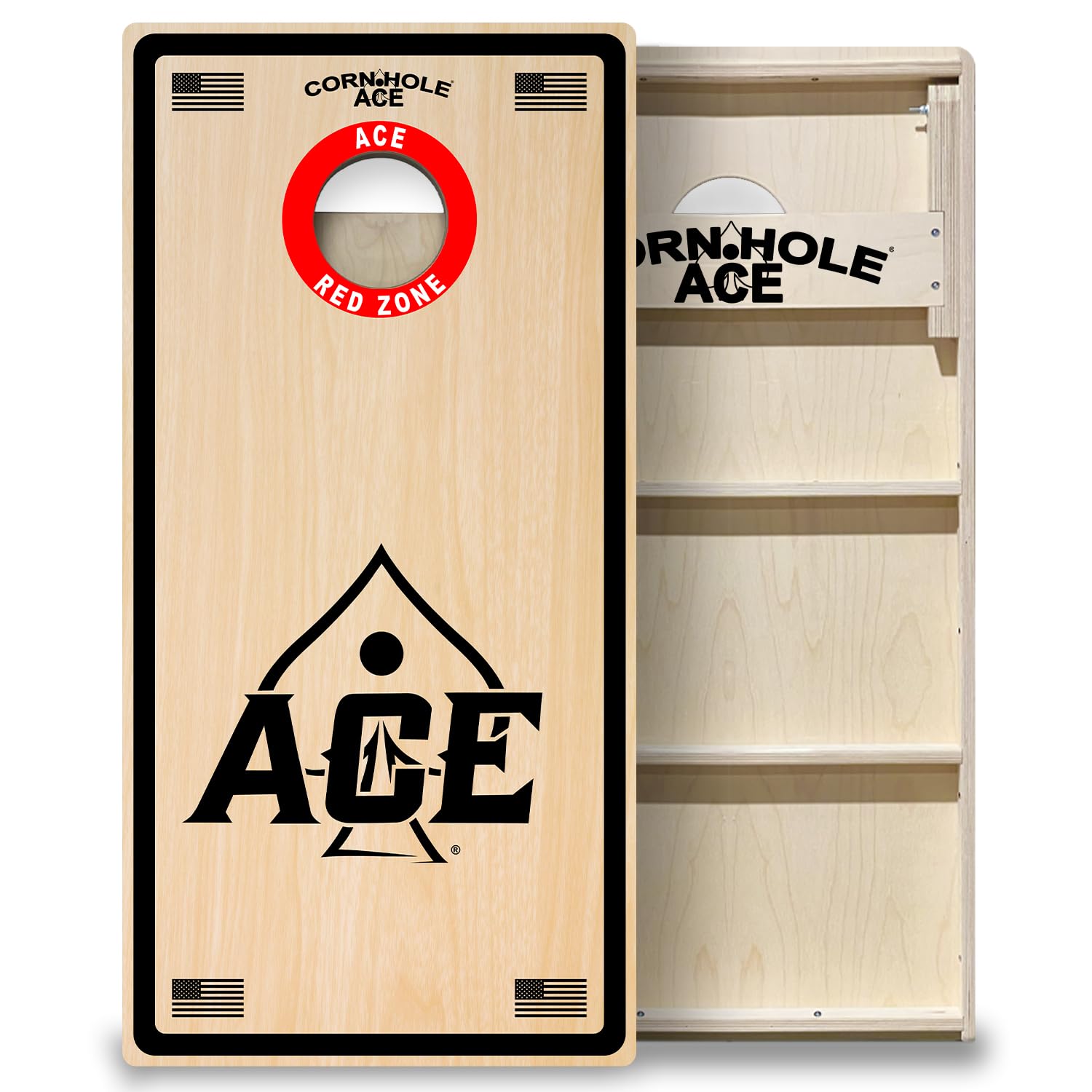 CornholeAce ACE PRO Professional Cornhole Boards - No Bounce! Triple Wide Legs, 3/4" Baltic Birch Plywood, Handles, Regulation Size (4x2ft),