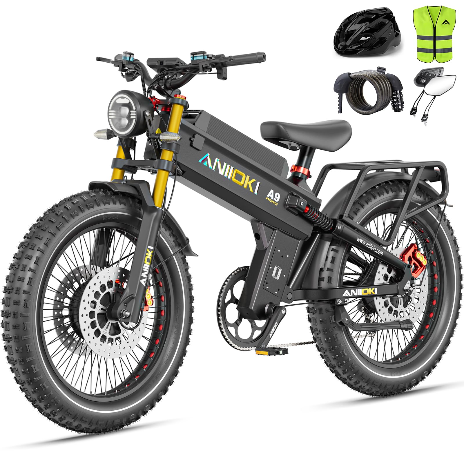 ANIIOKI A9 PRO MAX 6000W Dual Motor Electric Bike for Adults｜60V 70/80Ah High-Capacity Battery｜45MPH Long Range Electric Bike｜Premium Adult Ebikes with Powerful Performance