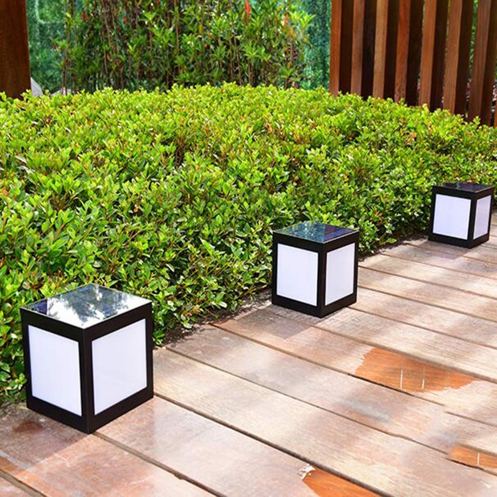 Uonlytech 2 Pz Luci Solari Da Palo Per Esterno Nere – Montaggio Su Base, Impermeabili Per Giardino E Cancello