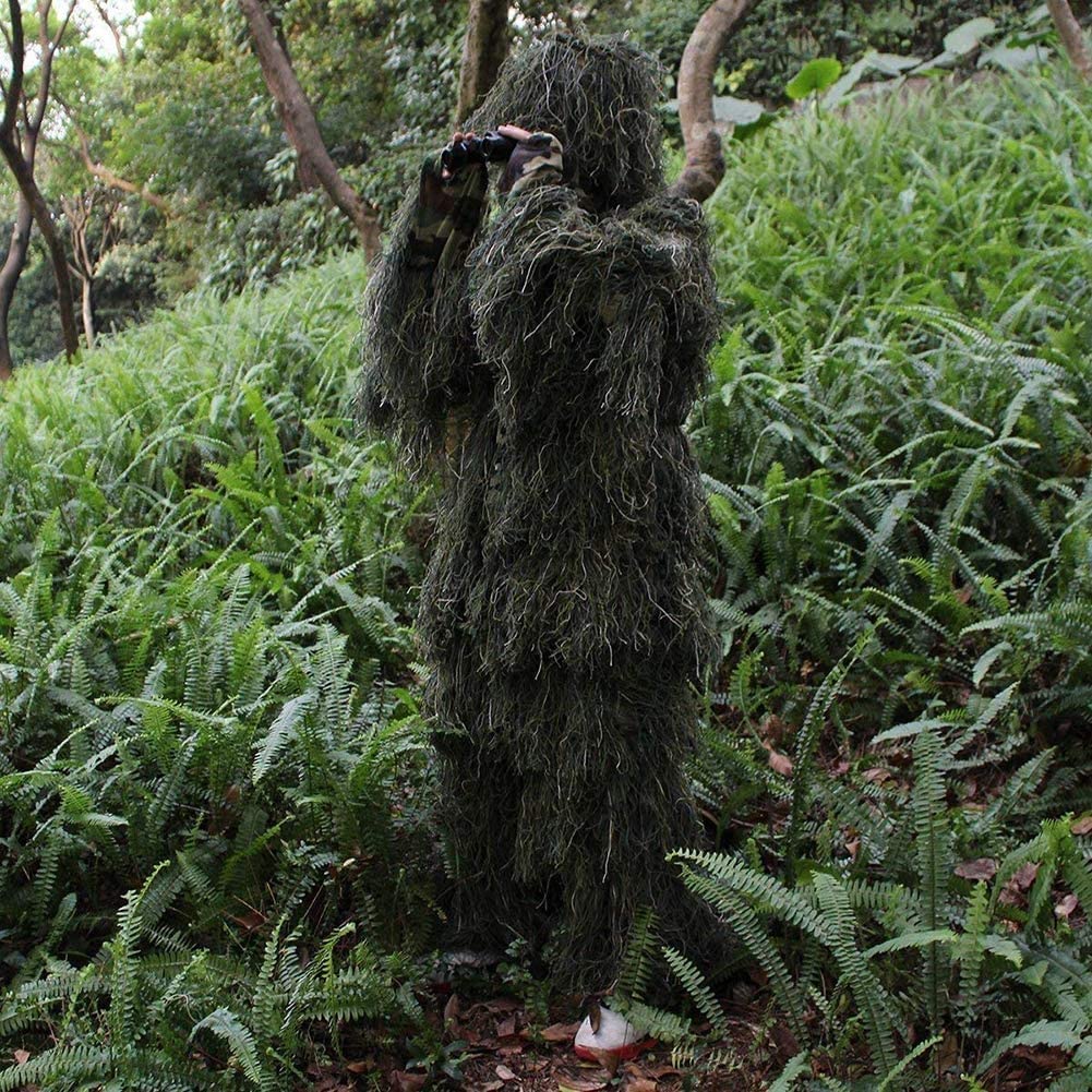 Woodland Camouflage Suit, Tarnanzug Camo Camouflage, 3D Camouflage Jagdbekleidung für Militär, Paintball, Airsoft, Wildlife-Fotografie, Ghillie Zubehör Tarnumhang
