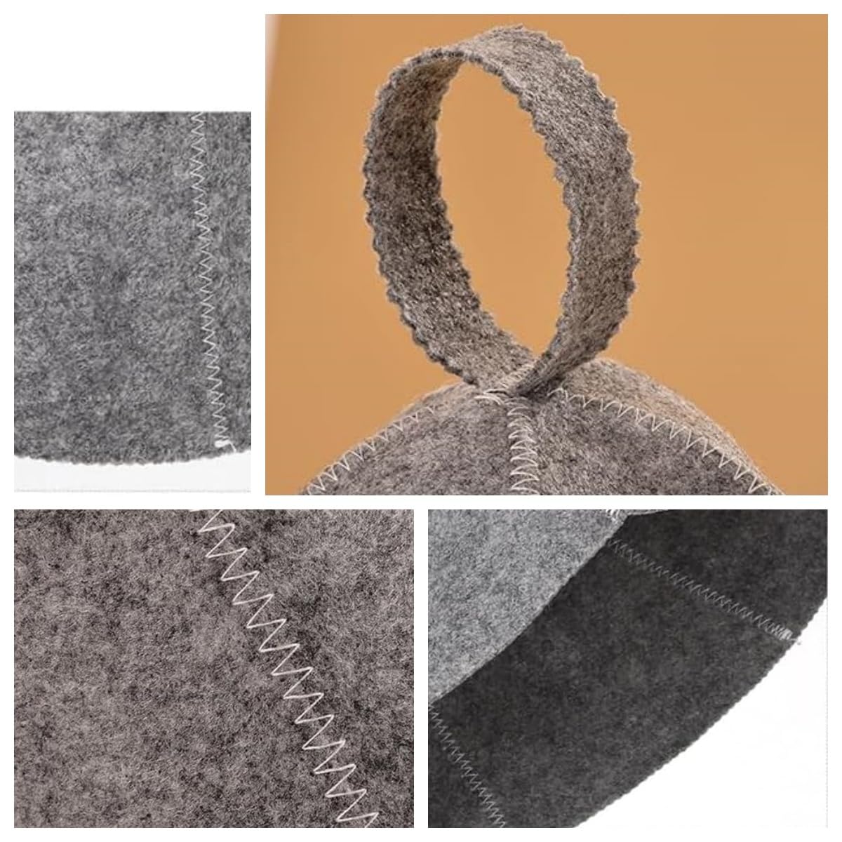 Chapeau de Sauna en Feutre Anti-chaleur Respirant pour Homme Femme, Gris et Blanc