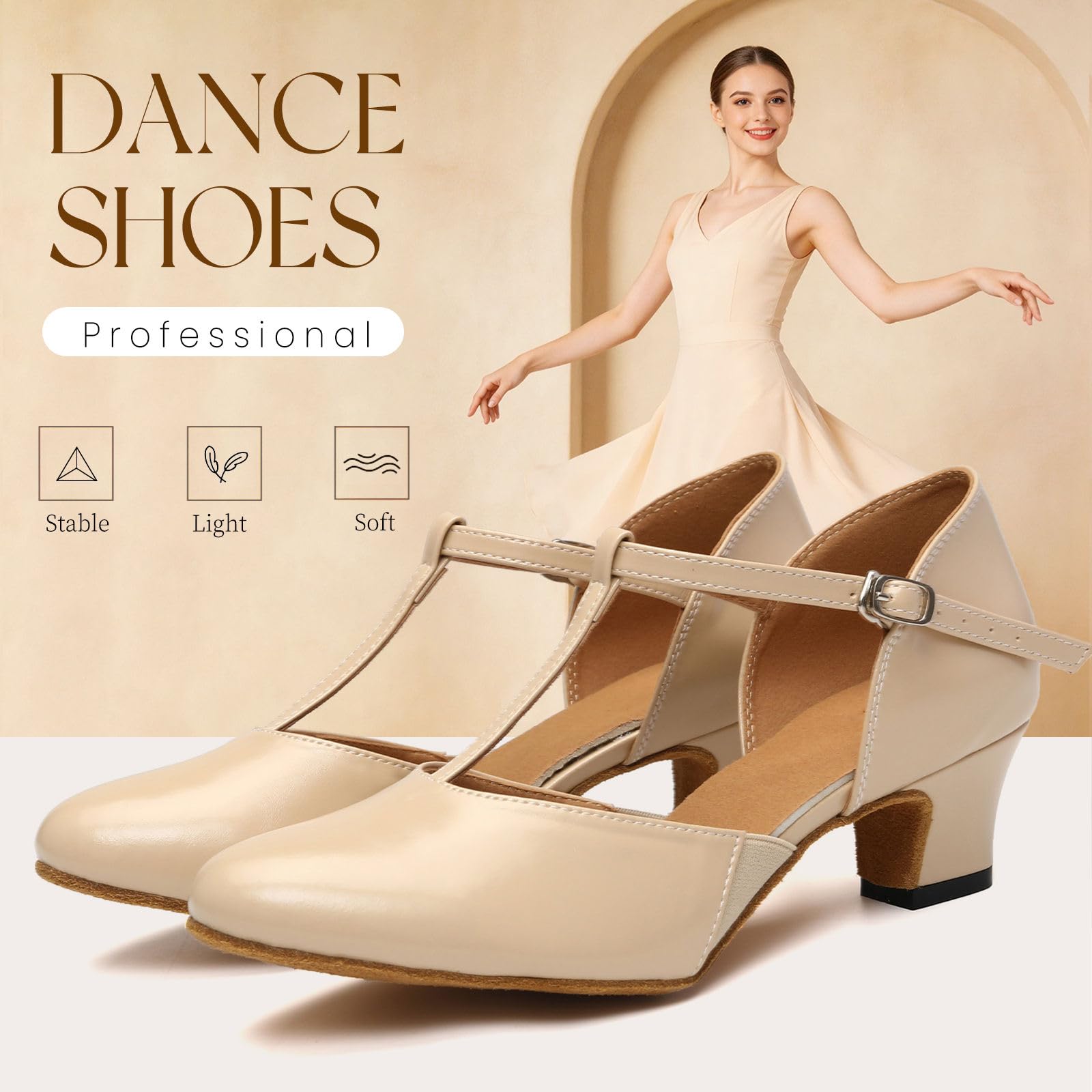 Tanzschuhe Damen Standard und Latein Geschlossen Bachata Tango Tanzschuhe Salsa Ballsaal Tanz Sandalen mit 4cm Absatz