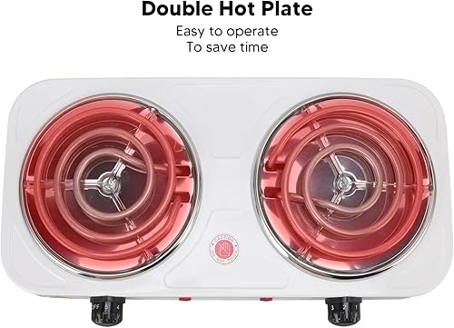Miniatura 5 de Estufa eléctrica de encimera, 2000 W, multifuncional, 2 quemadores, estufa de cocina portátil, placa eléctrica de doble quemador para el hogar y al