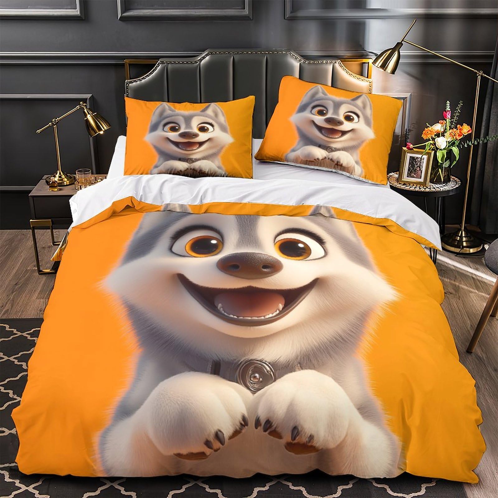 Housse de couette husky 3 pièces en microfibre respirante pour lit King Size 260x220
