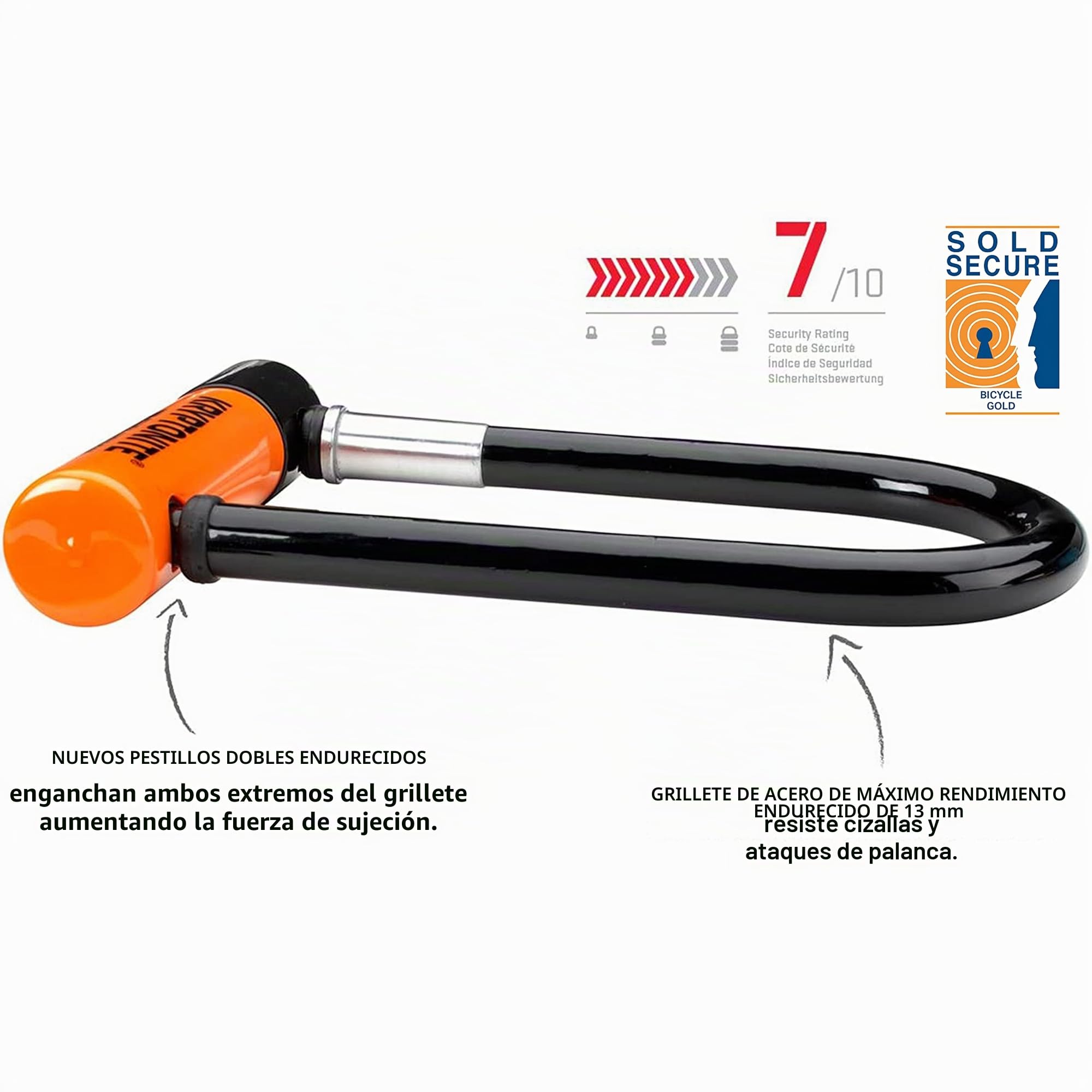Kryptonite Evolution Mini 7 con 4' cable de lazo U-Lock Kripto Flex doble para bicicleta - Naranja y Negro
