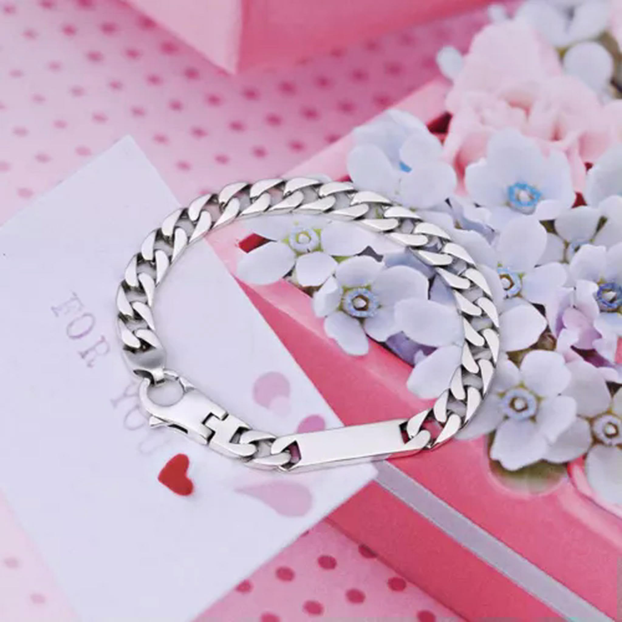 Pulsera de eslabones cubanos con Cadena de Plata 925 para Hombre y Mujer, 19 g/7 Pulgadas