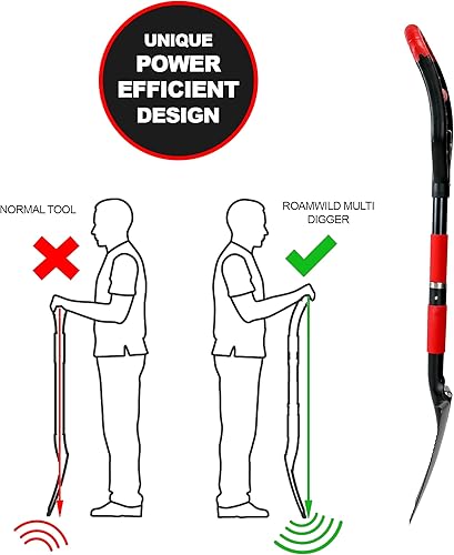 Miniatura 3 de Roamwild Pala de jardín multiexcavadora  Pala de cabeza de flecha de excavación de fibra de vidrio reforzada con tecnología única de agarre de luz