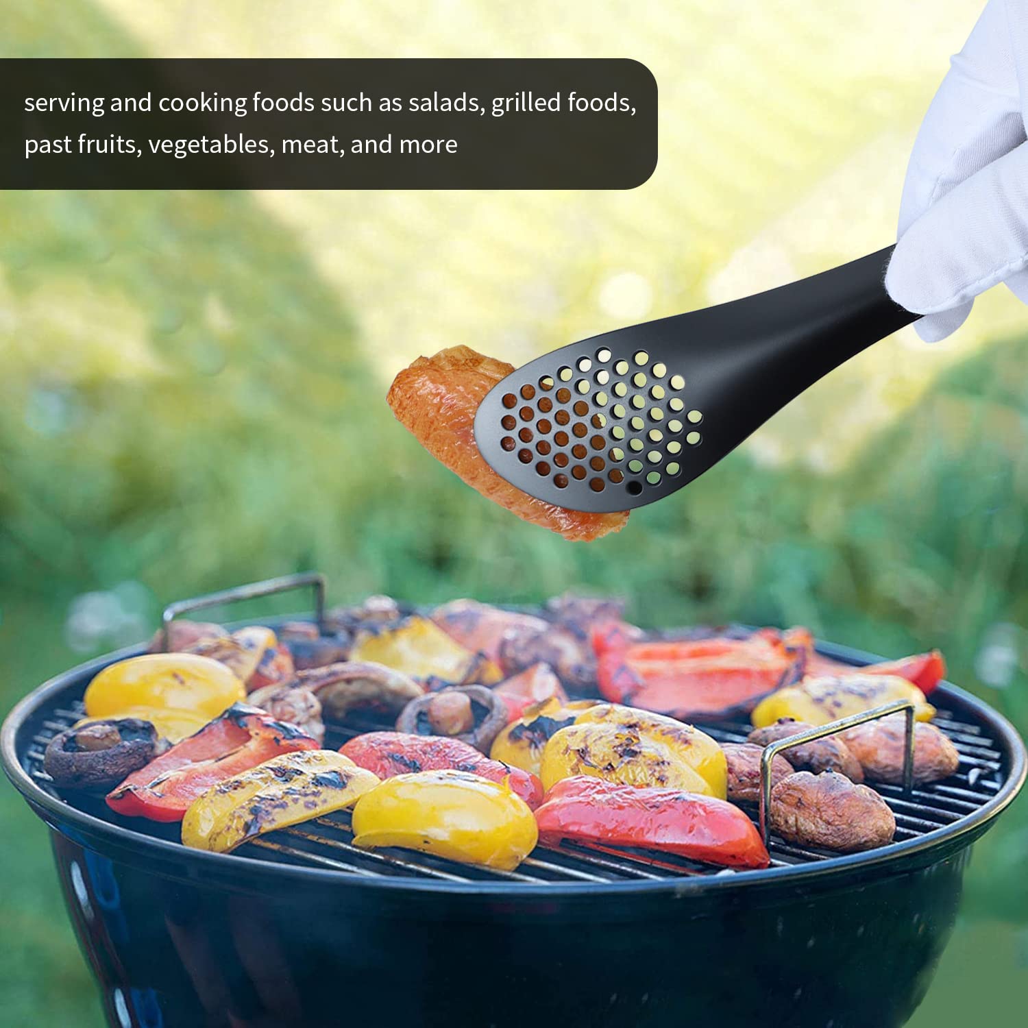 BIGSUNNY Pinzas para Buffet de Acero Inoxidable 9" Negro - Pinzas para Alimentos de Cocina