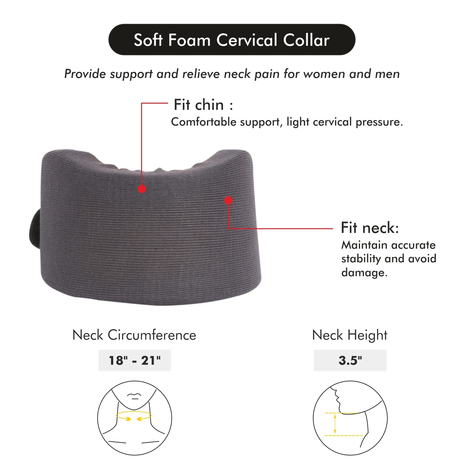 AccuSure Soft Cervical Collar Support Adjustable Neck Brace Relieves Pain & Pressure in Spine (Immobilization,Comfort) (XL) 2