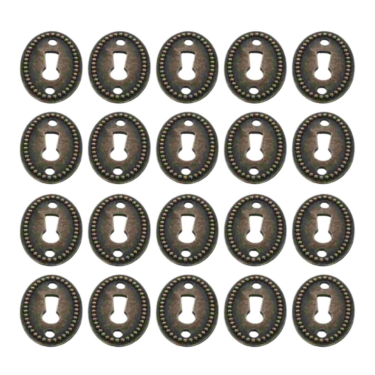Usohjz One Color 20Pcs Oval Keyhole Cover Insert Brass Door Drawer Plate Escutcheon Lock Hardware Furniture Accessories