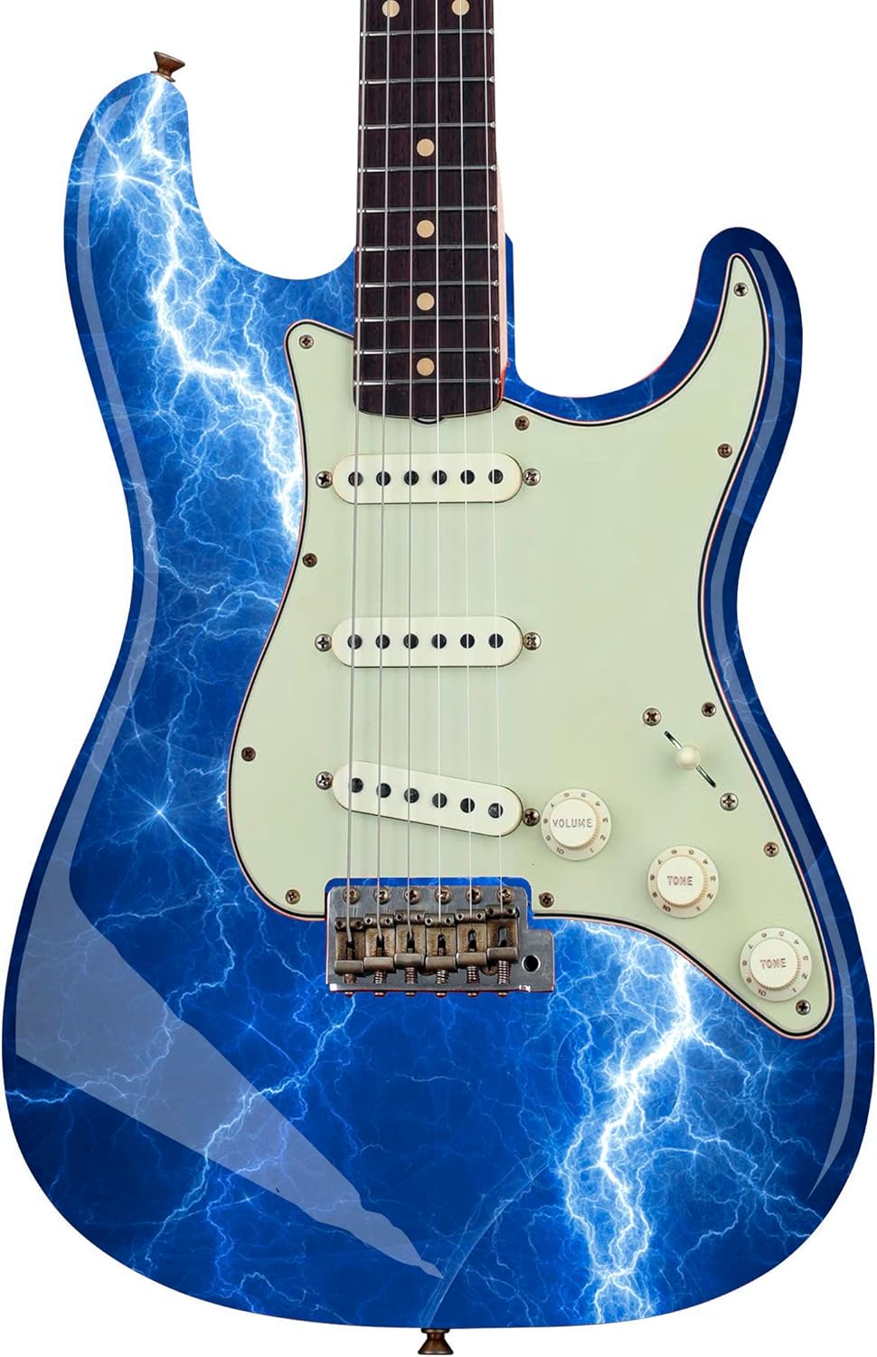 Guitar/Bass Vinyl Wrap Decal Sticker Blue Lightning Bolt GS126