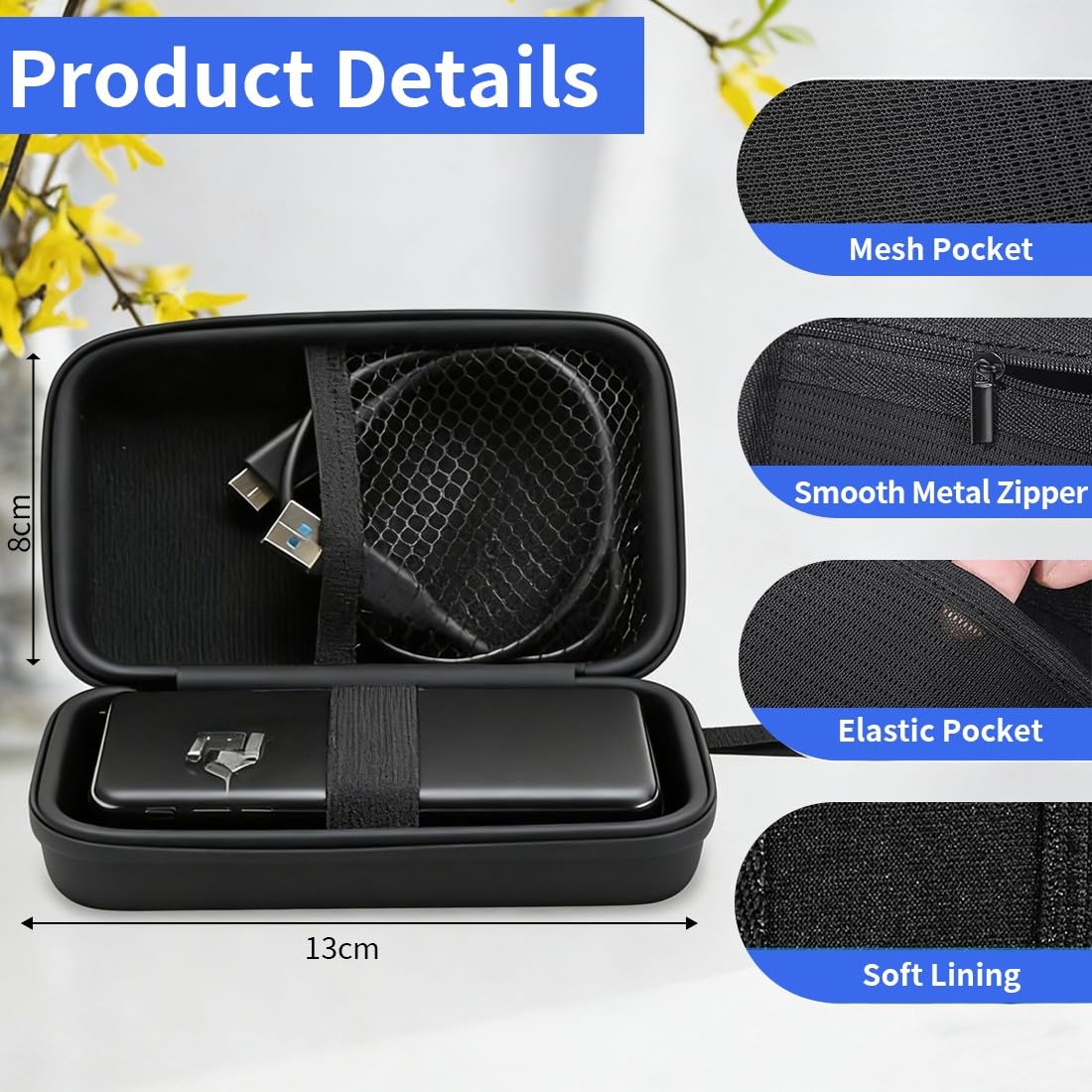 Custodia Hard Disk Esterno, Custodia Ssd Portatile, Porta Hard Disk, Antiurto Rigida Cover Case, Borsa Ssd Hdd, Custodie Per Dispositivi,Portatile Disco Esterno Protettiva Con Scomparti Interni