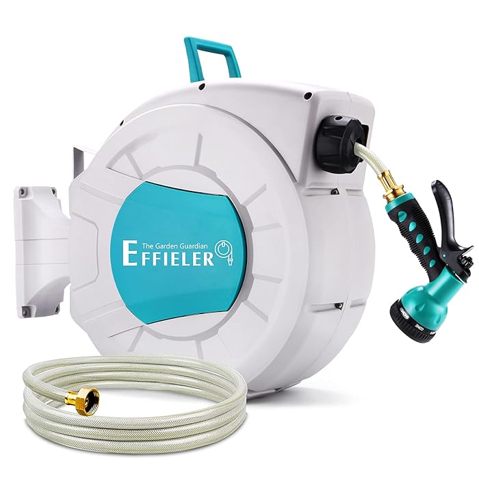 Buy Hose Reel EFFIELER 1/2 "×100 Ft Retractable Garden Hose Reel Wall