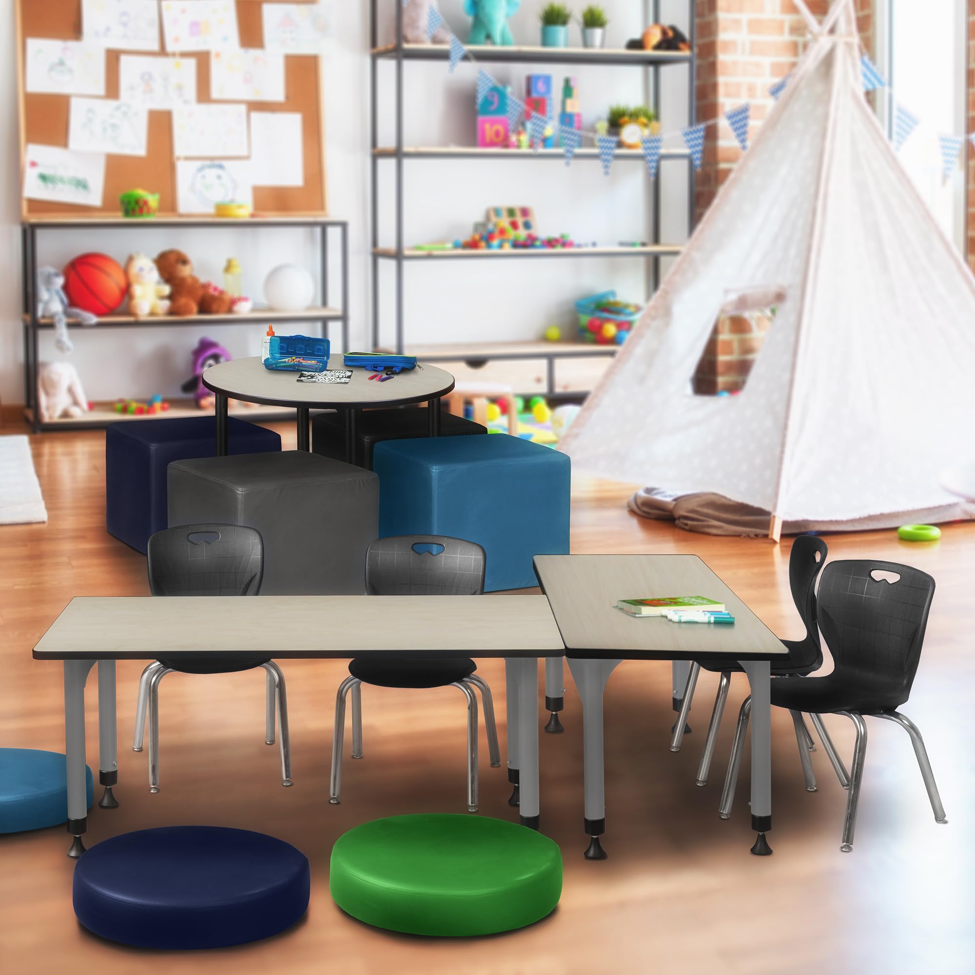 Romig Kee Grey Classroom Activity Tables 42, 48 x 24, Maple