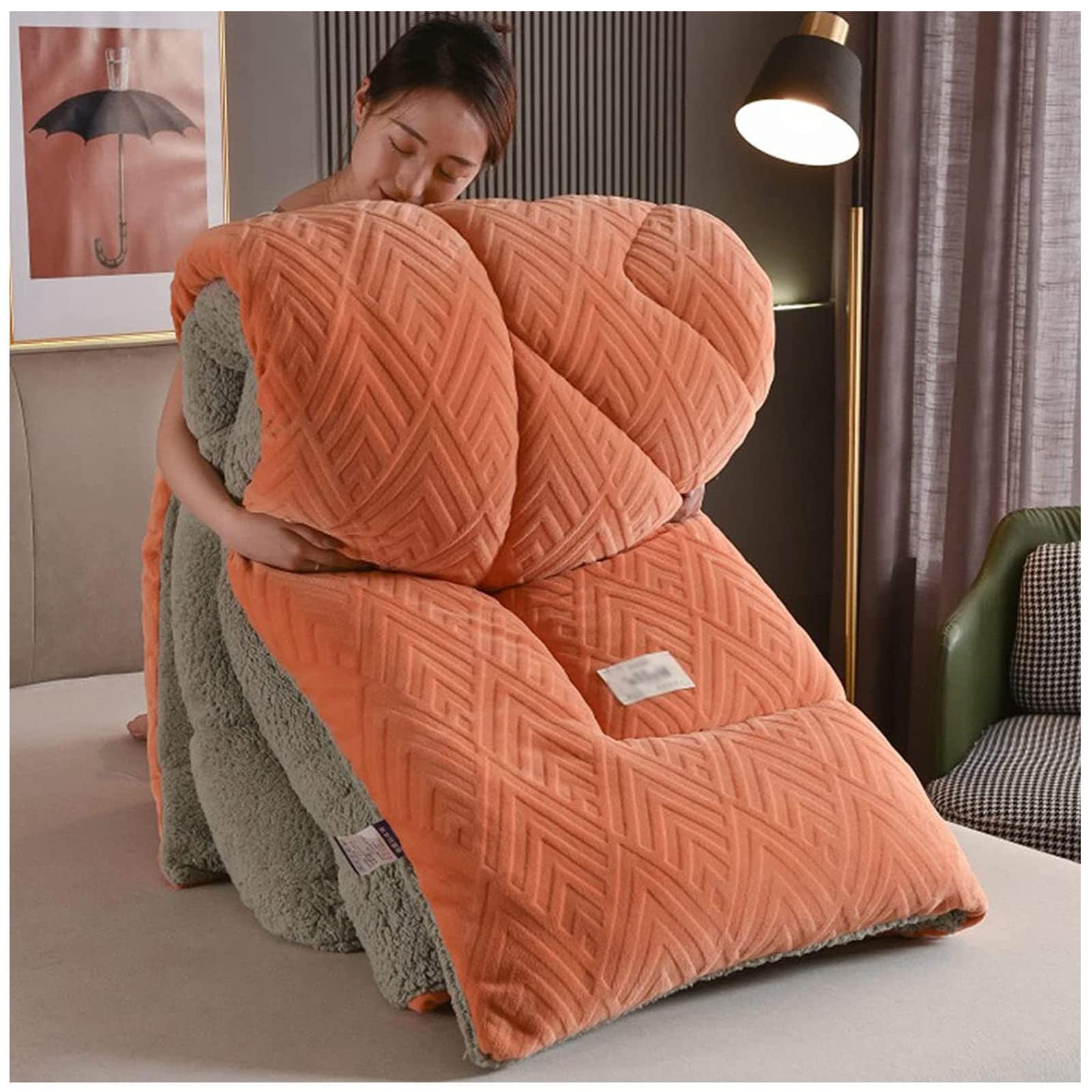 ZMIN Trapunta in Velluto di Flanella Super Calda Coperta Invernale Ponderata Trapunta in Pile A Doppia Faccia Addensata Calda Autunno Primavera Peluche Trapunta Core,B,220x240cm/5kg