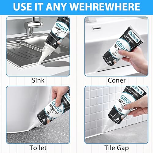 Miniatura 3 de Pintura para lechada de azulejos paquete de 2 tubos de llenado de lechada sellador de lechada para baño ducha cocina baldosas kit de reparación de