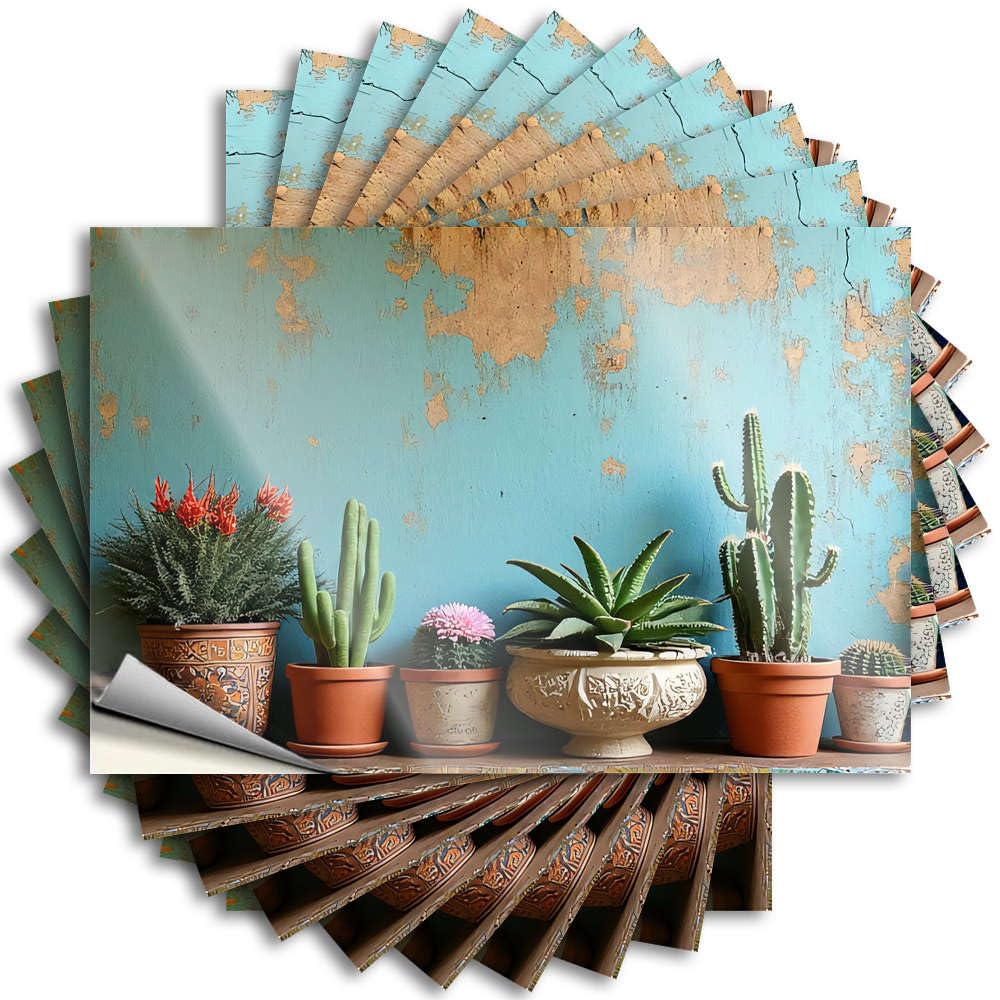 Fzfn Colour Cacti And Succulents In Decorative Pots Porch Decorations Outdoor Motorcross Diy | Half Bumper Tumbler Removable Vinyl Sticker Decal(6X9cm)
