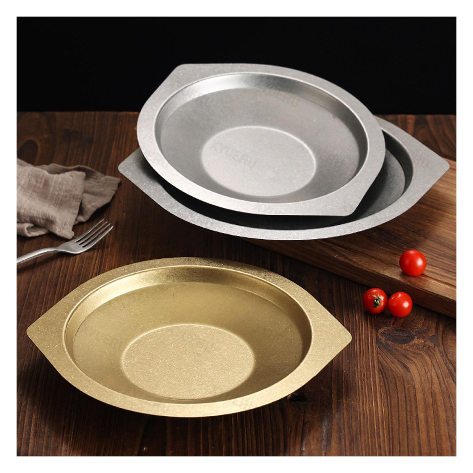 Paellera, plato de acero inoxidable para servir mariscos, ollas secas para cocinas de inducción, ideal para hogares y restaurantes