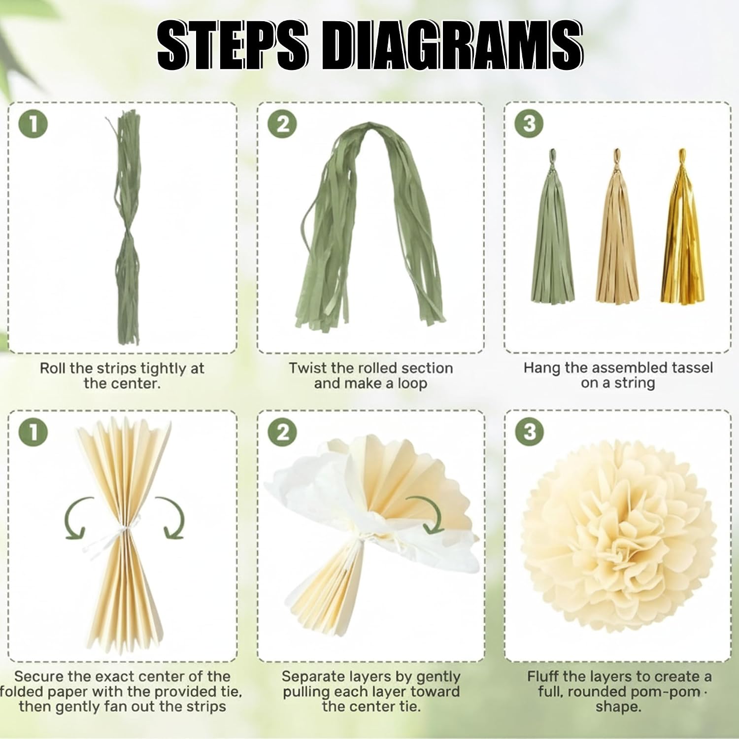 New Home Housewarming Party Decorations - Sage Green Gold Boho Welcome Home Decor Kit with Balloons Cupcake Toppers, Tassels House Warming Gifts for New Home Celebration image 4