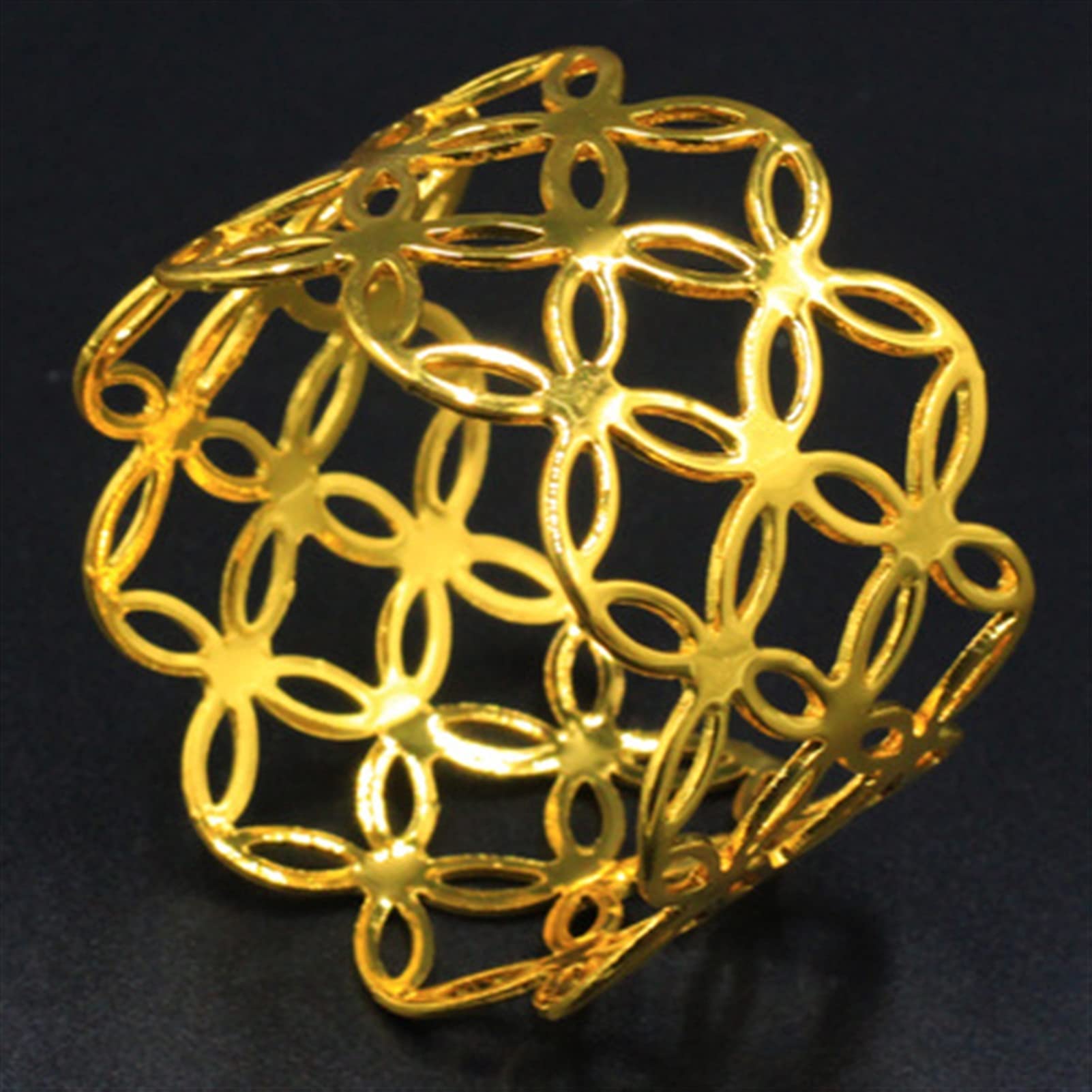 servilletero Anillo de servilleta Restaurante de boda Hebilla de servilleta hueca Apto para decoración de la fiesta de bodas 10pcs / lot (Color : A-Gold)