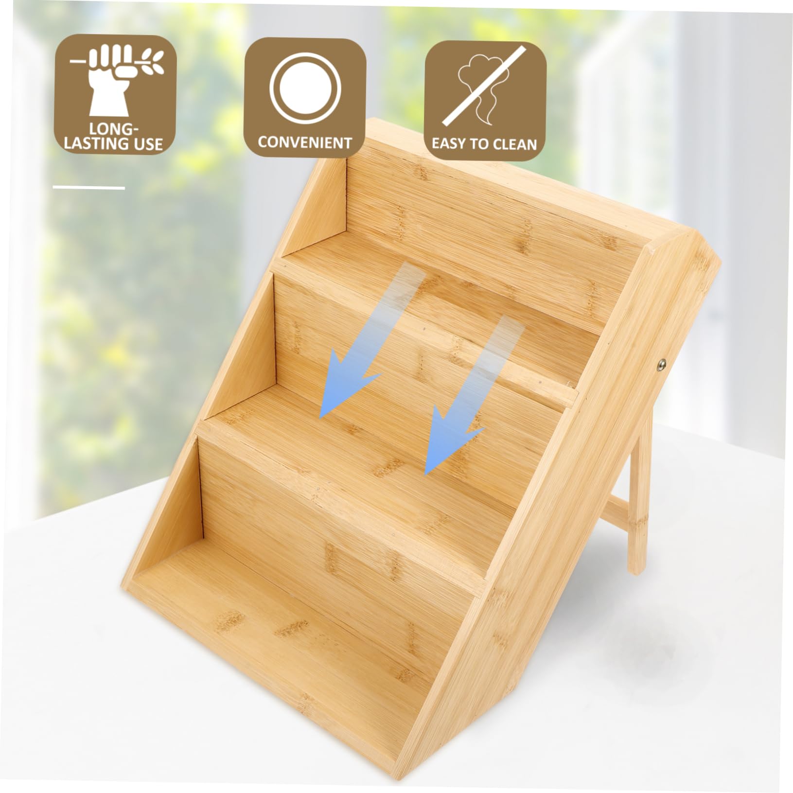 Especiero de Bambú Natural de 3 Niveles para Cocina, Organizador de Especias de Mostrador Resistente al Desgaste, Elegante y Seguro