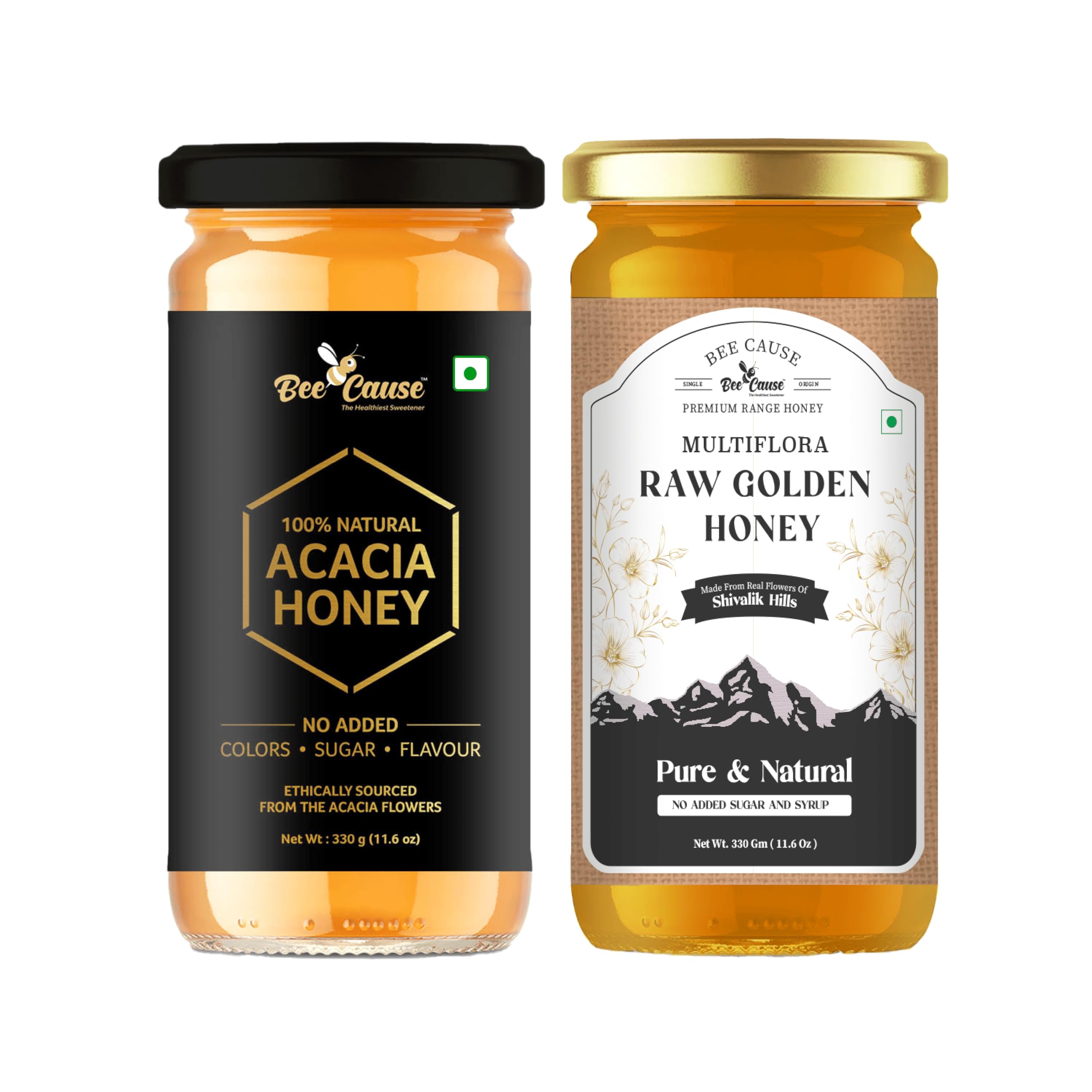 Bee Cause Honey Combo Pack | Multiflora And Acacia Honey| The Healthier Sweetener Duo | Level Up Your Sweetness | 100% Pure Real Honey | No Added Sugar & Syrups (B0CXPW52VX) Amazon Price History, Amazon Price Tracker