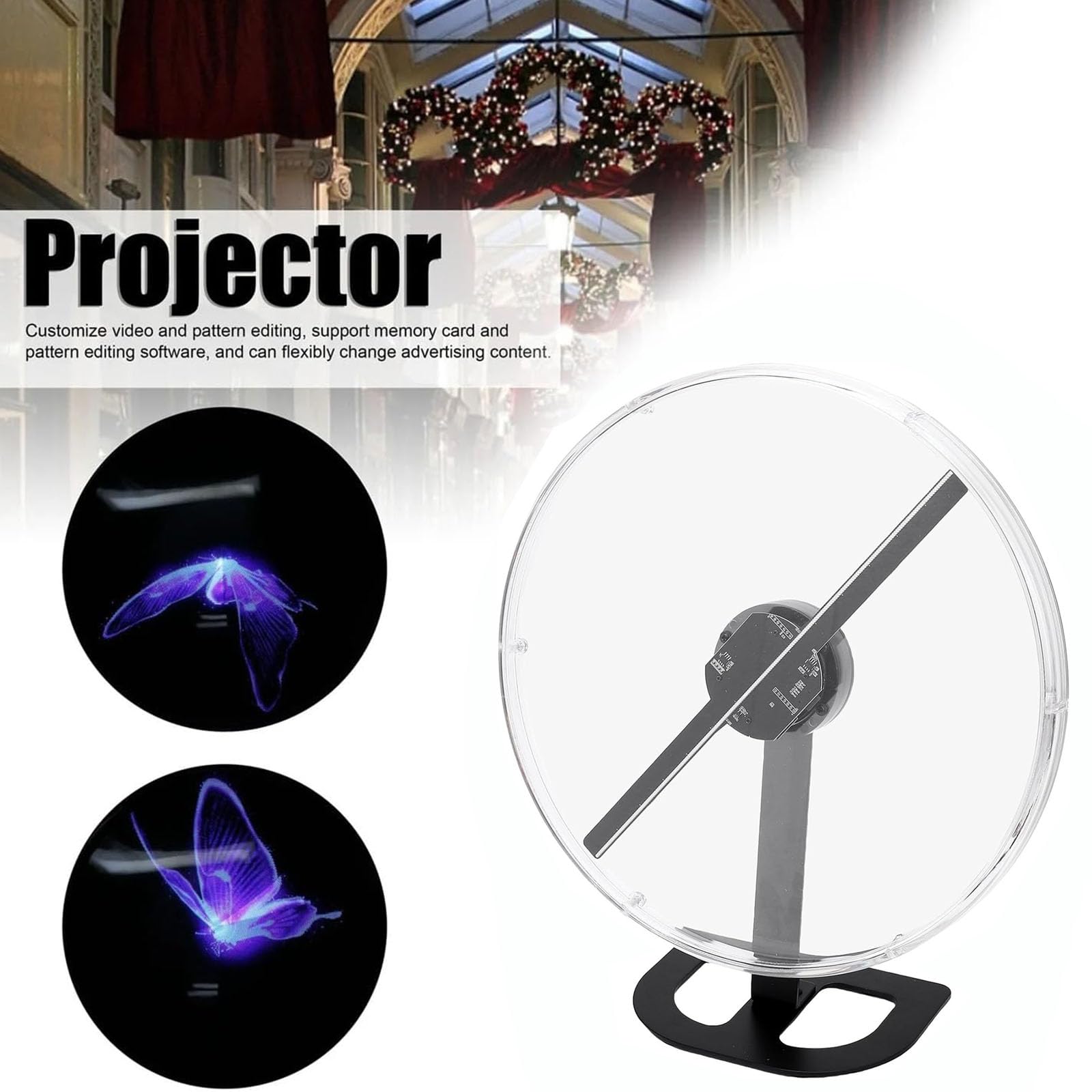 3D-holografisches Fan-Display, Holografisches Werbedisplay | 32 cm großer 3D-Hologramm-Lüfter – 224 LEDs holografisch, perfekt for Einzelhandelspräsentationen, Veranstaltungen, Messen