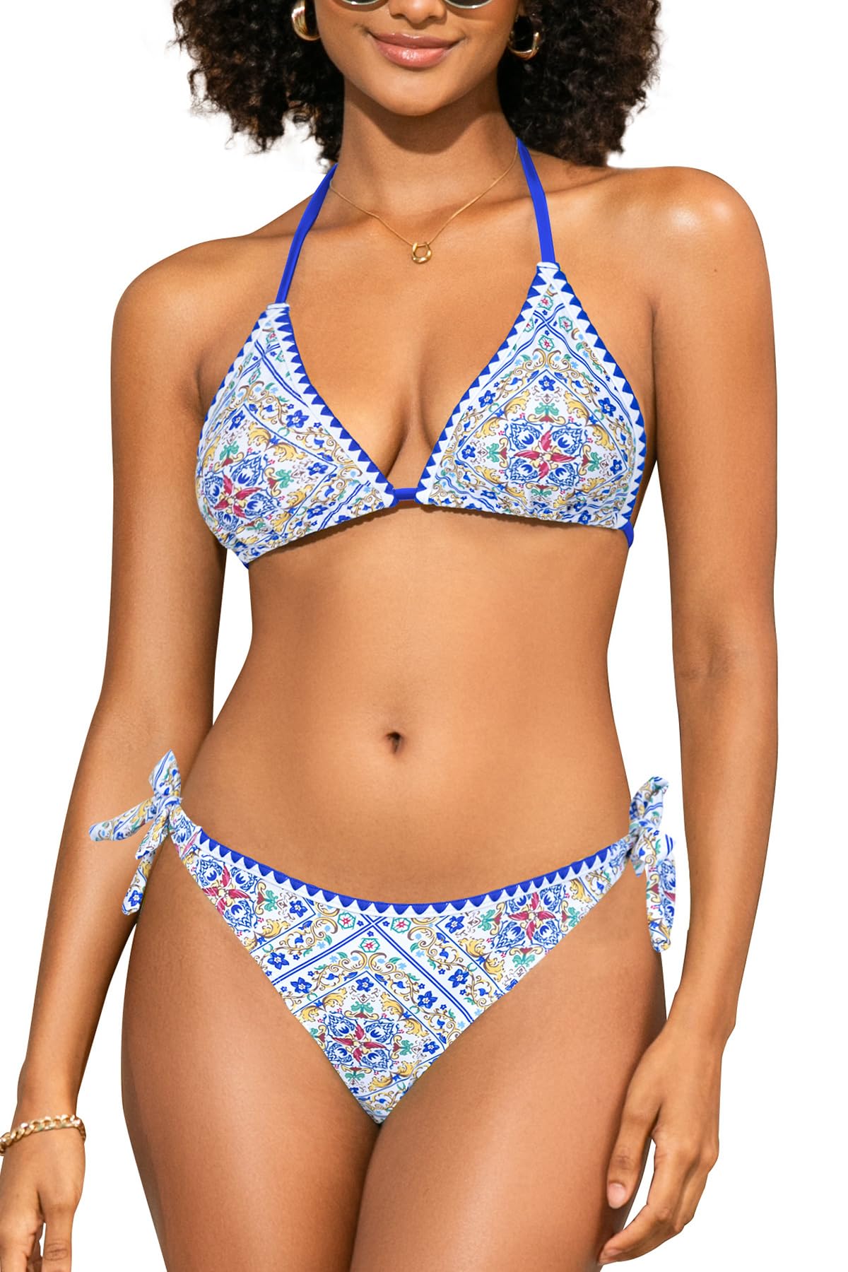 Bikini triangle dos nu avec rembourrage amovible et bas coquillage