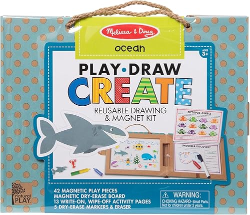 Miniatura 10 de Melissa & Doug Natural Play: Juega, dibuja, crea un kit reutilizable de dibujo e imán, dinosaurios (41 imanes, 5 marcadores de borrado en seco)