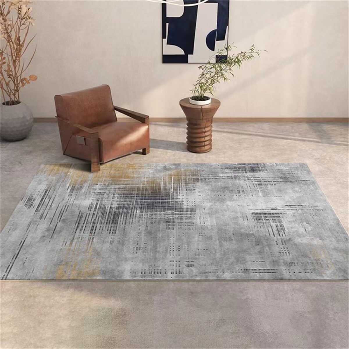 Petit tapis de chevet gris 100x200 anti-salissure pour dressing chambre enfant