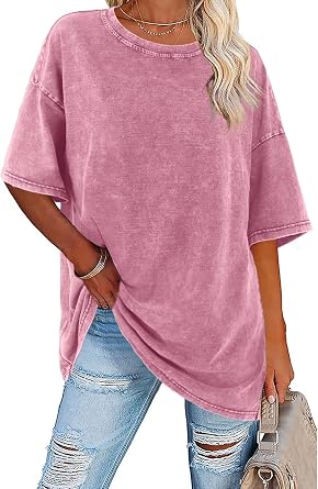 Imily Bela Oversized T-Shirts for Women Vintage Acid Washed Cotton Tees Top | Summer, Casual, Vintage, Acid Wash, Cotton, Basic, Short Sleeve, Crewneck, Loose, Comfy