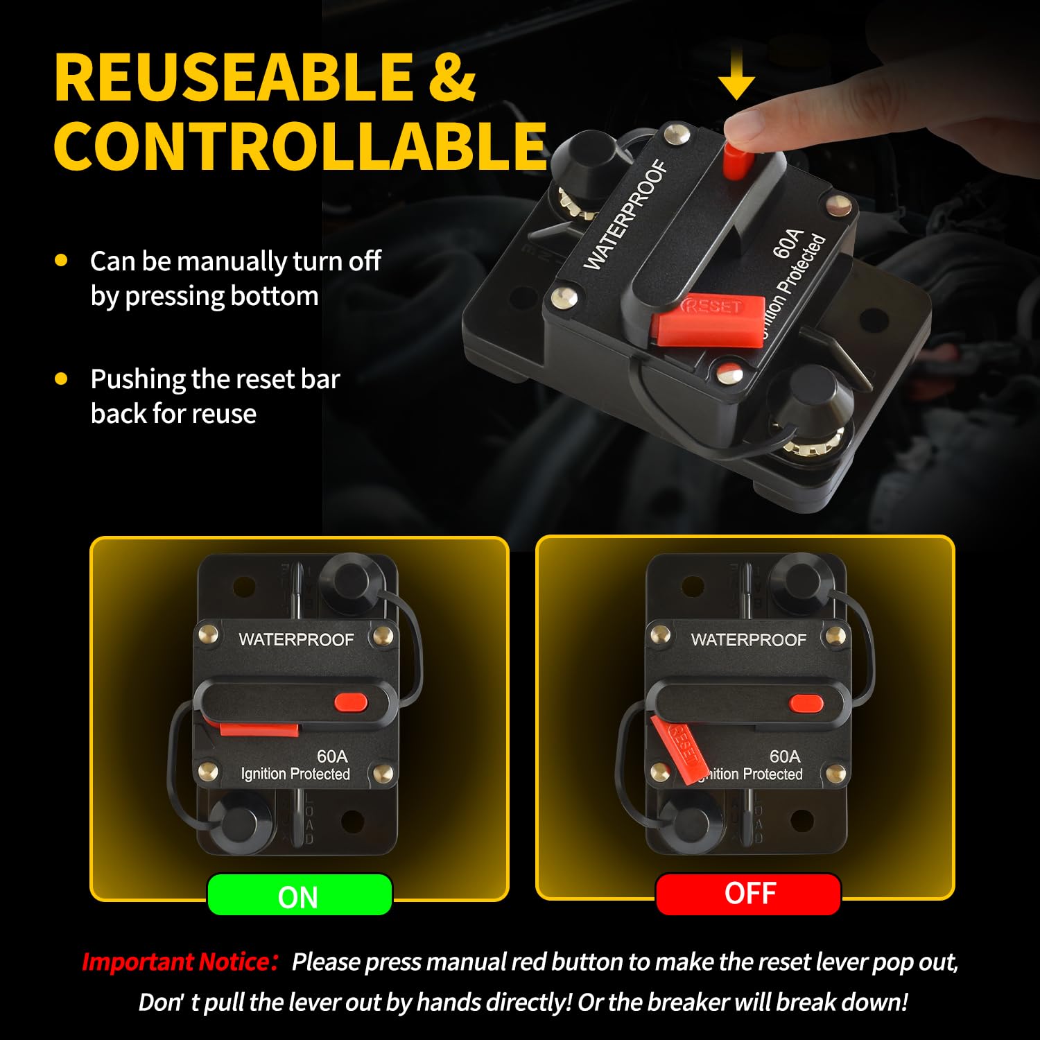 るーぽ Bolipoeq 60Amp Circuit Breaker DC 12V-48V for Marine Boat