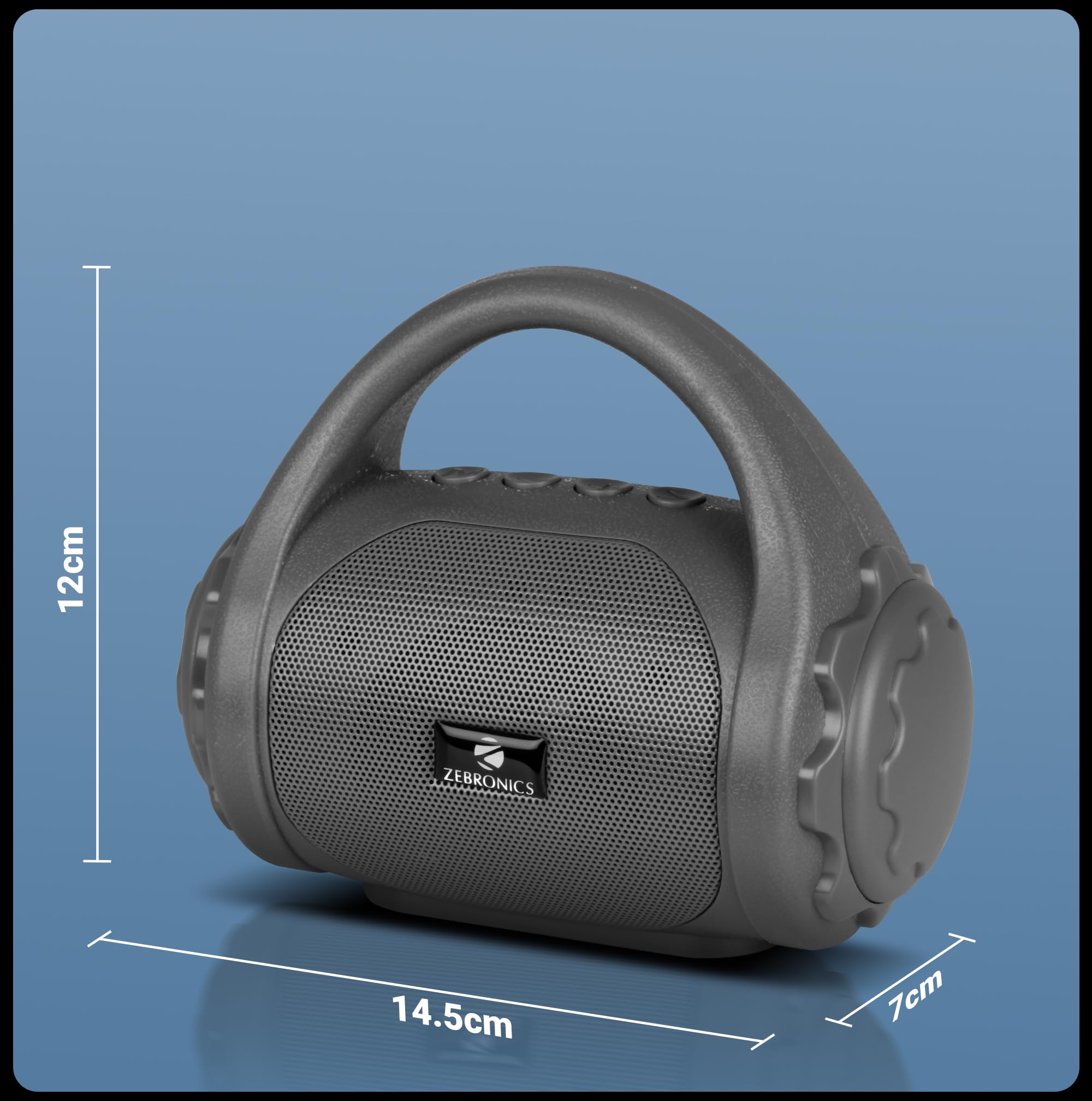 Zebronics Zeb-County 3W Wireless Bluetooth Portable Speaker with Supporting Carry Handle, USB, SD Card, FM & Call Function. (Grey) — Amazon image 5
